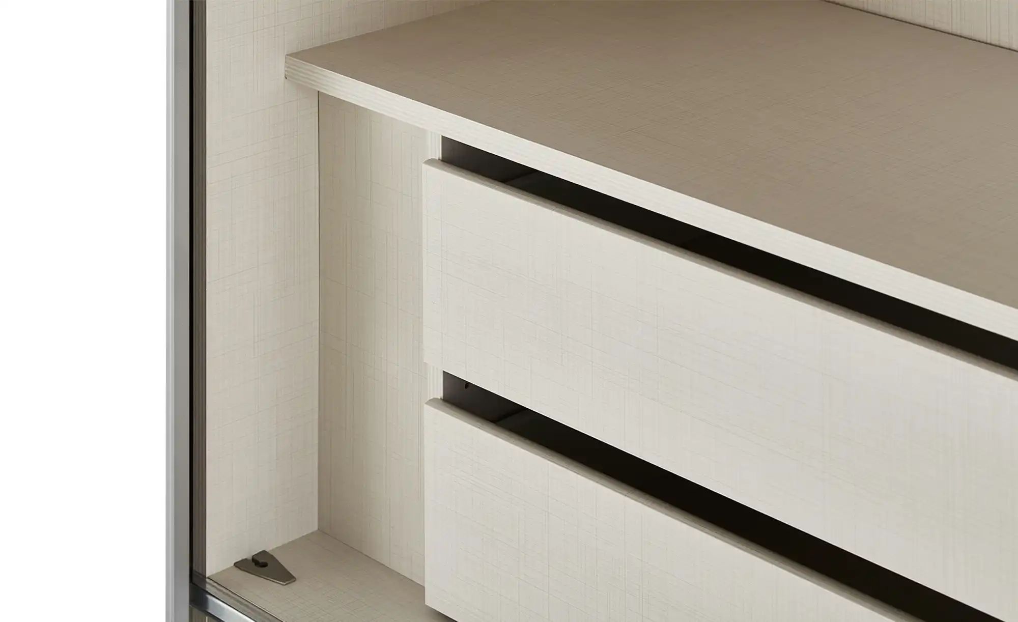 Schwebetürenschrank Ensenso | Weiß / Sand (Beige), 280 cm