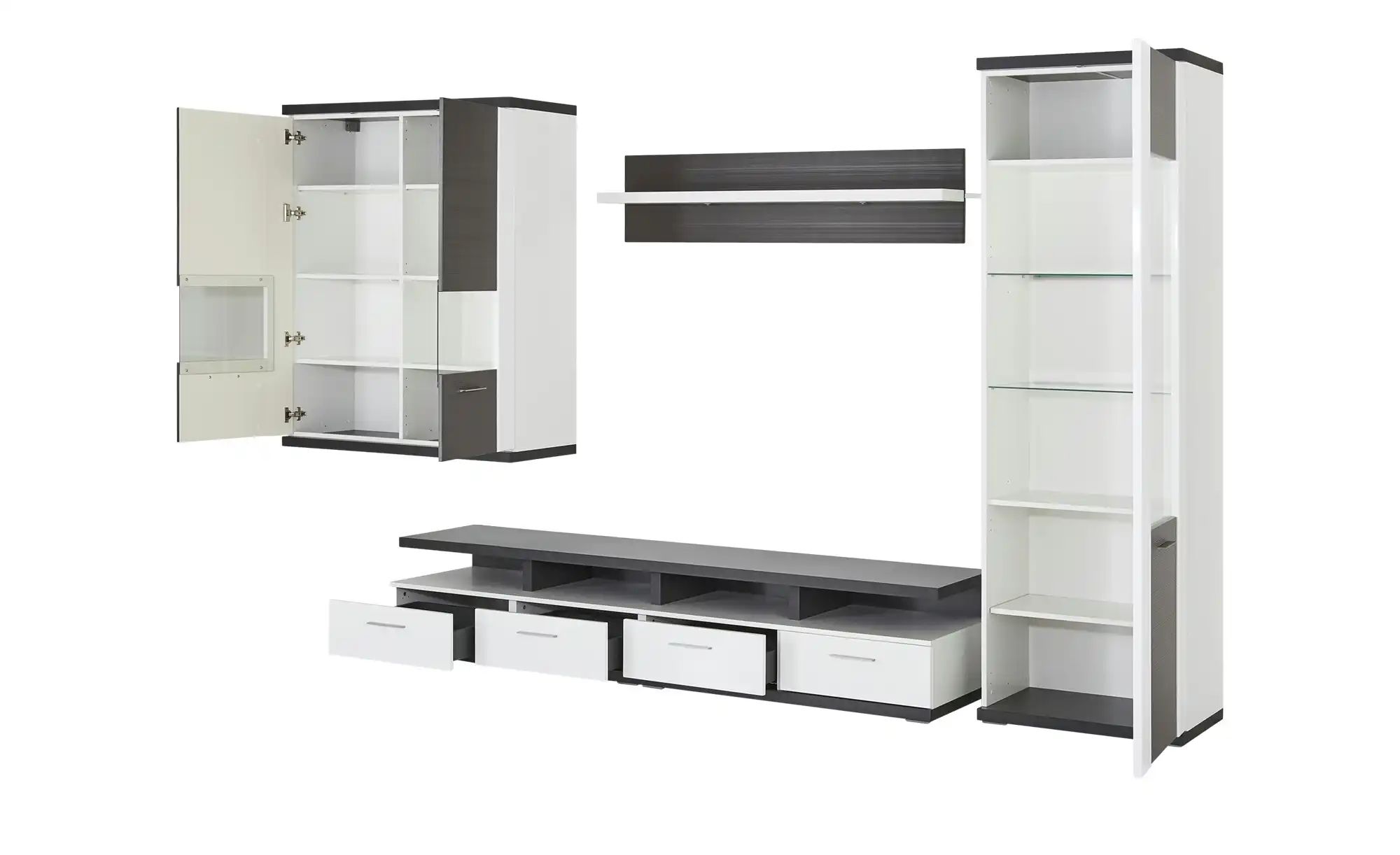 Thumbnail - uno Wohnwand  Titan ¦ grau ¦ Maße (cm): B: 313 H: 207 T: 50.0 Kommoden & Sideboards > Wohnwände - Höffner