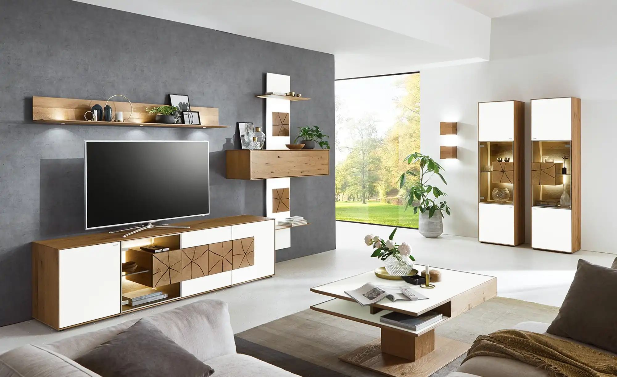 Thumbnail - HARTMANN Wohnwand  Caya ¦ weiß ¦ Maße (cm): B: 326 H: 226 T: 49.0 Kommoden & Sideboards > Wohnwände - Höffner