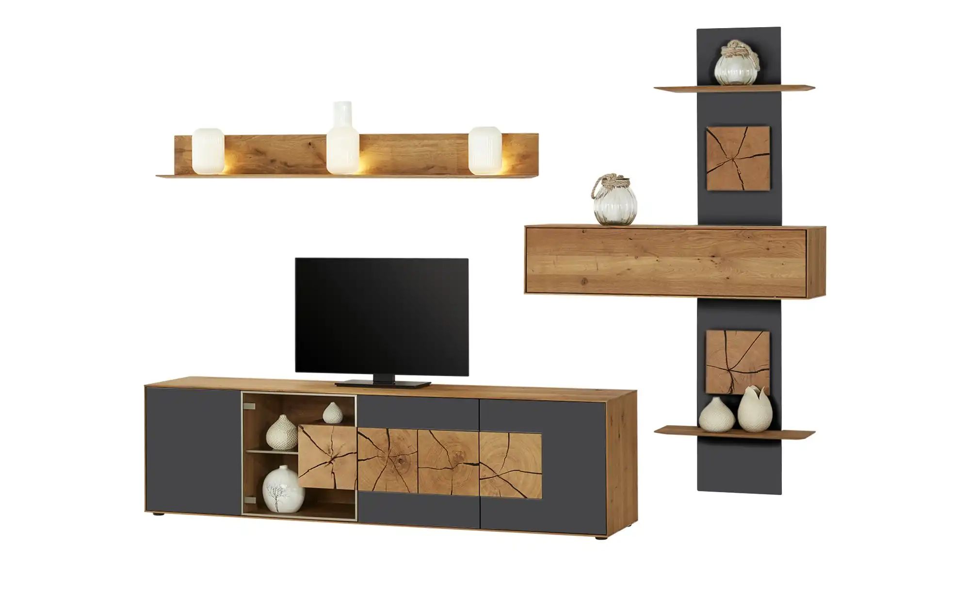 Thumbnail - HARTMANN Wohnwand Caya ¦ grau ¦ Maße (cm): B: 324 H: 223 T: 49.0 Kommoden & Sideboards > Wohnwände - Höffner