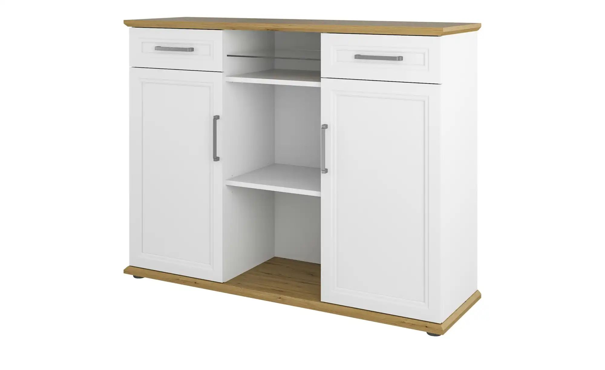 Aktenschrank Vils | Weiß (matt)/ Asteiche (Nachbildung), 134,7 cm