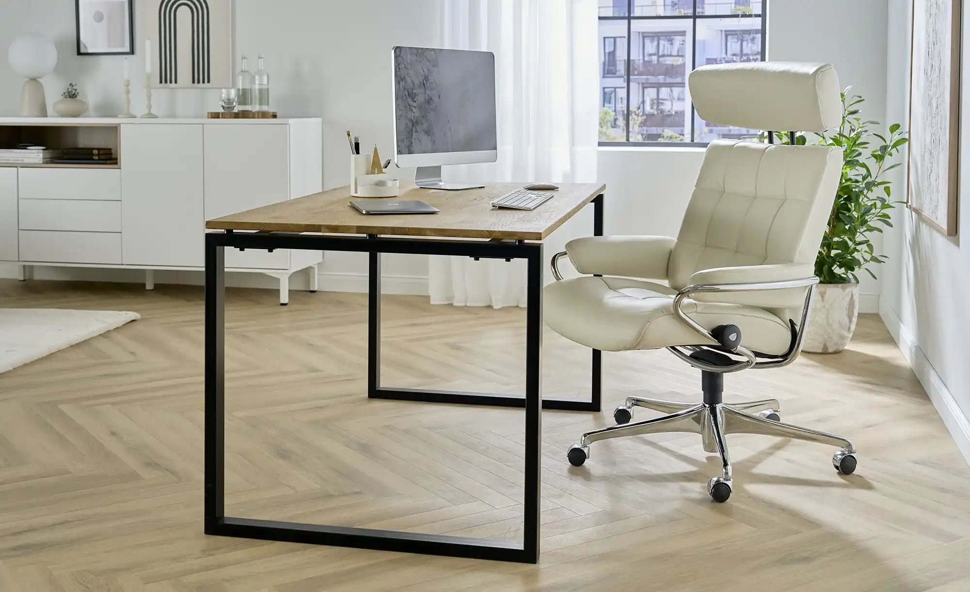 Stressless Drehstuhl  London Office ¦ grau ¦ Maße (cm): B: 80 H: 126 T: 68 günstig online kaufen