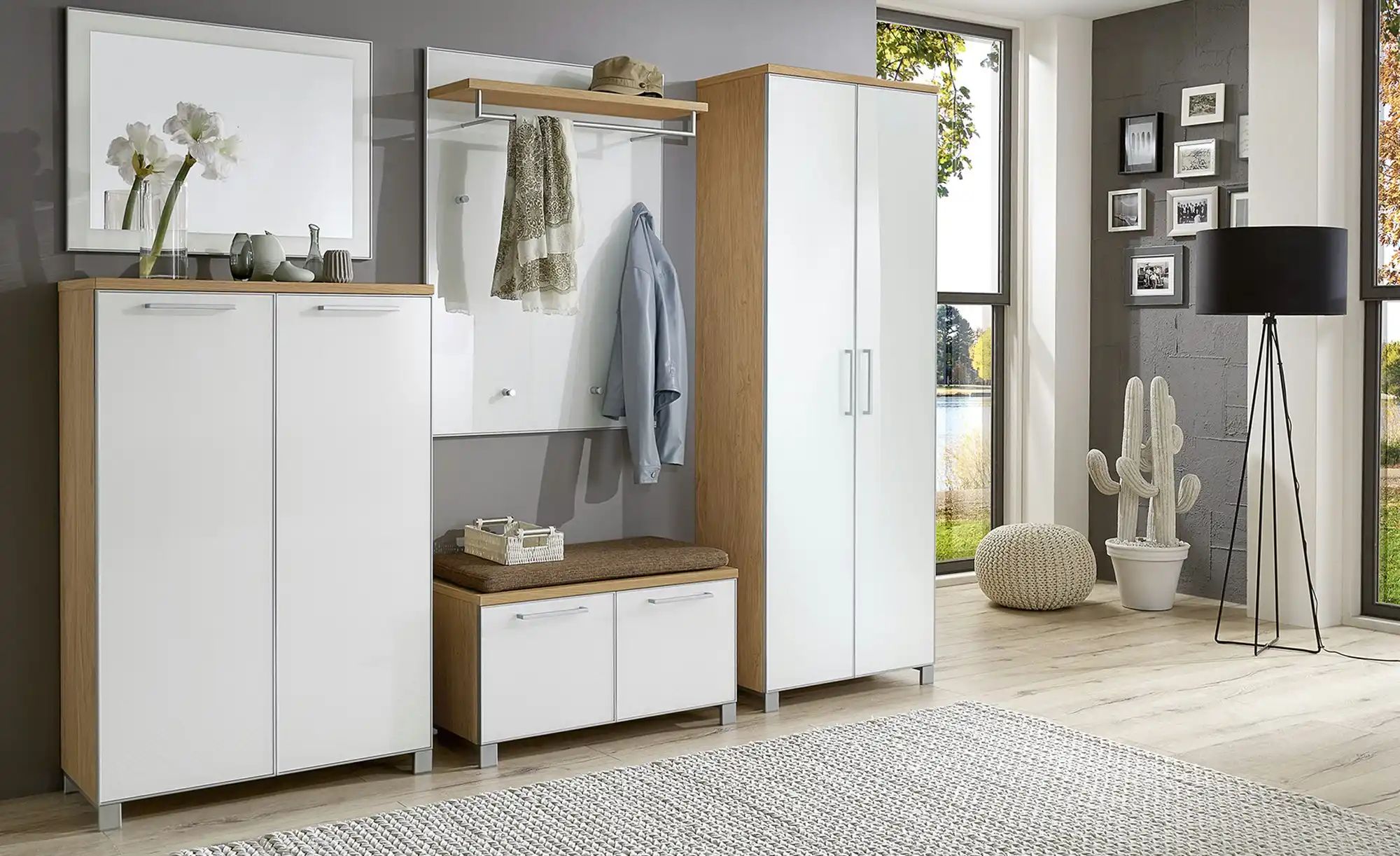 Thumbnail - Garderobenpaneel  Duna ¦ weiß ¦ Glas,Holzwerkstoff ¦ Maße (cm): B: 80 H: 109 T: 27.0 Garderoben & Kleiderstangen > Wandg...