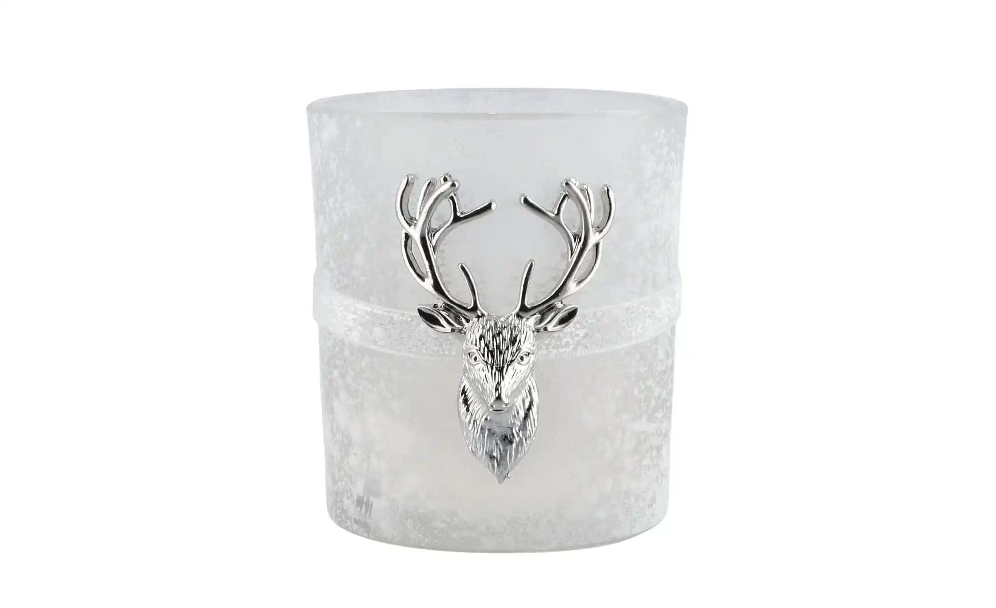 Teelichthalter  Hirschgeweih ¦ silber ¦ Glas,Metall ¦ Maße (cm): H: 10  Ø: günstig online kaufen