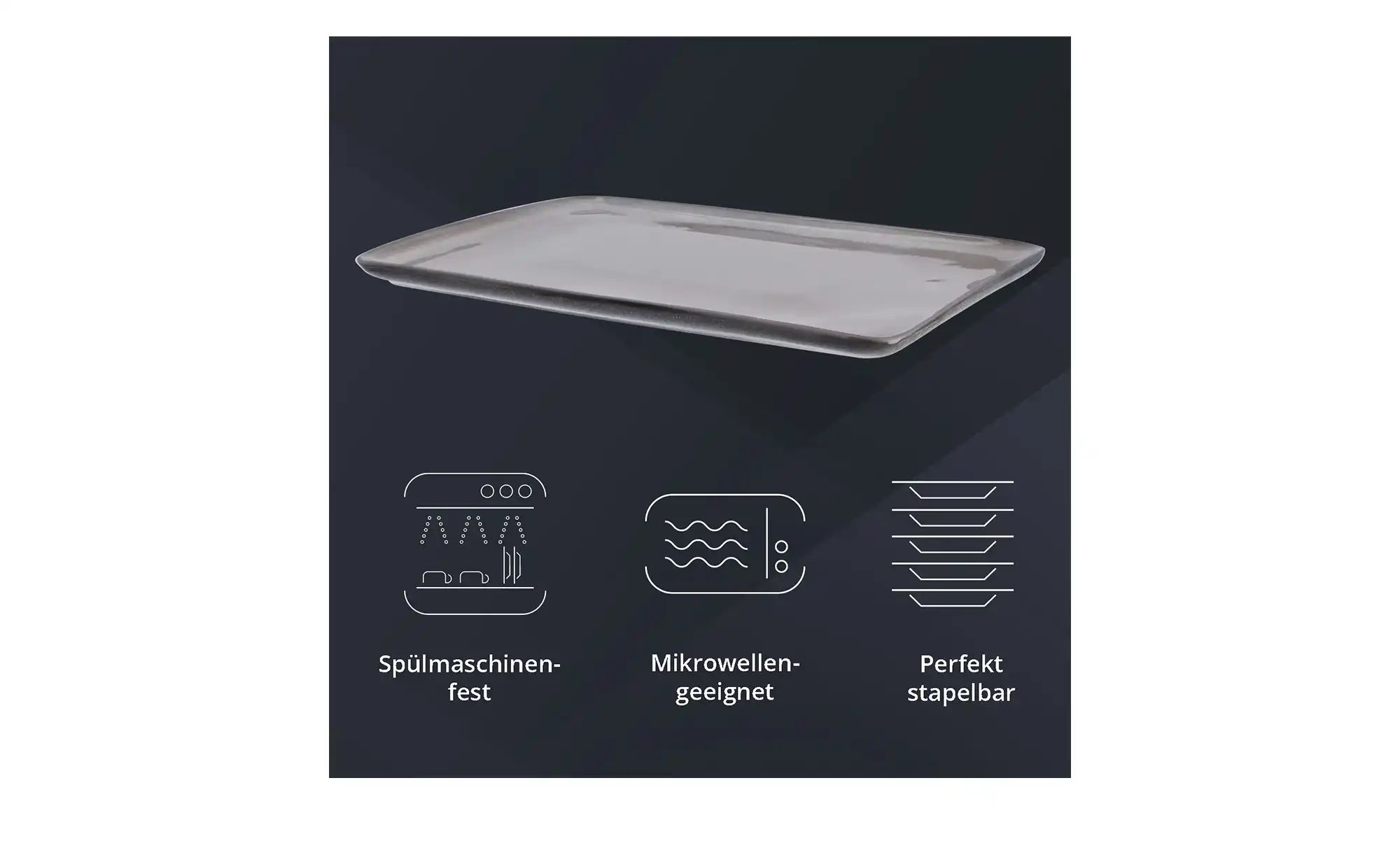 Peill+Putzler Servierplatte  Rimini ¦ grau ¦ Steinzeug/Steingut ¦ Maße (cm) günstig online kaufen