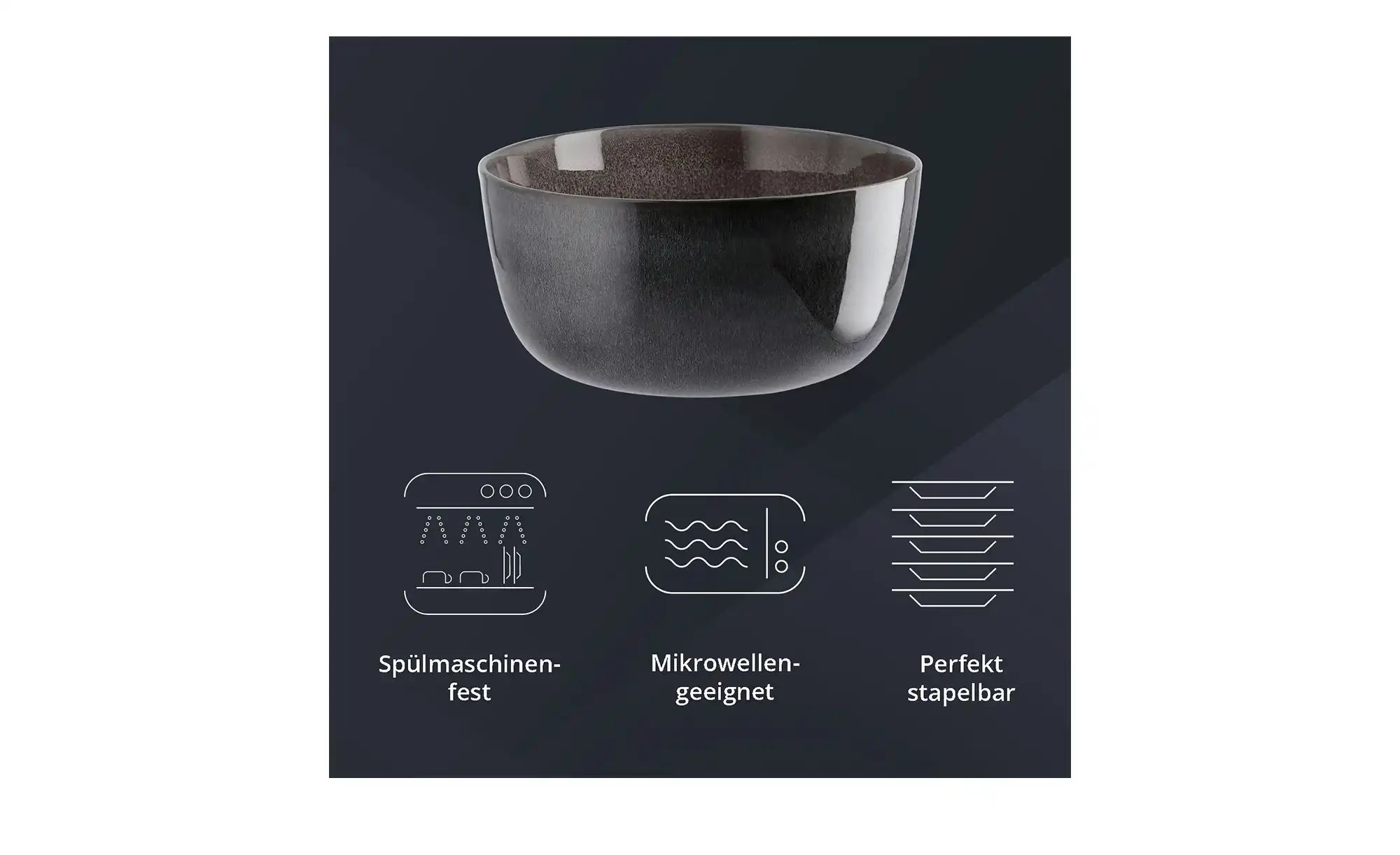 Peill+Putzler Salatschüssel  Rimini ¦ grau ¦ Steinzeug/Steingut ¦ Maße (cm) günstig online kaufen