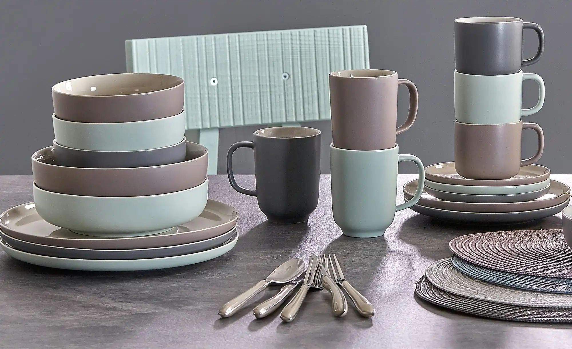 Ritzenhoff & Breker Kaffeeservice  12-teilig  Jasper ¦ grau ¦ Steinzeug/Ste günstig online kaufen