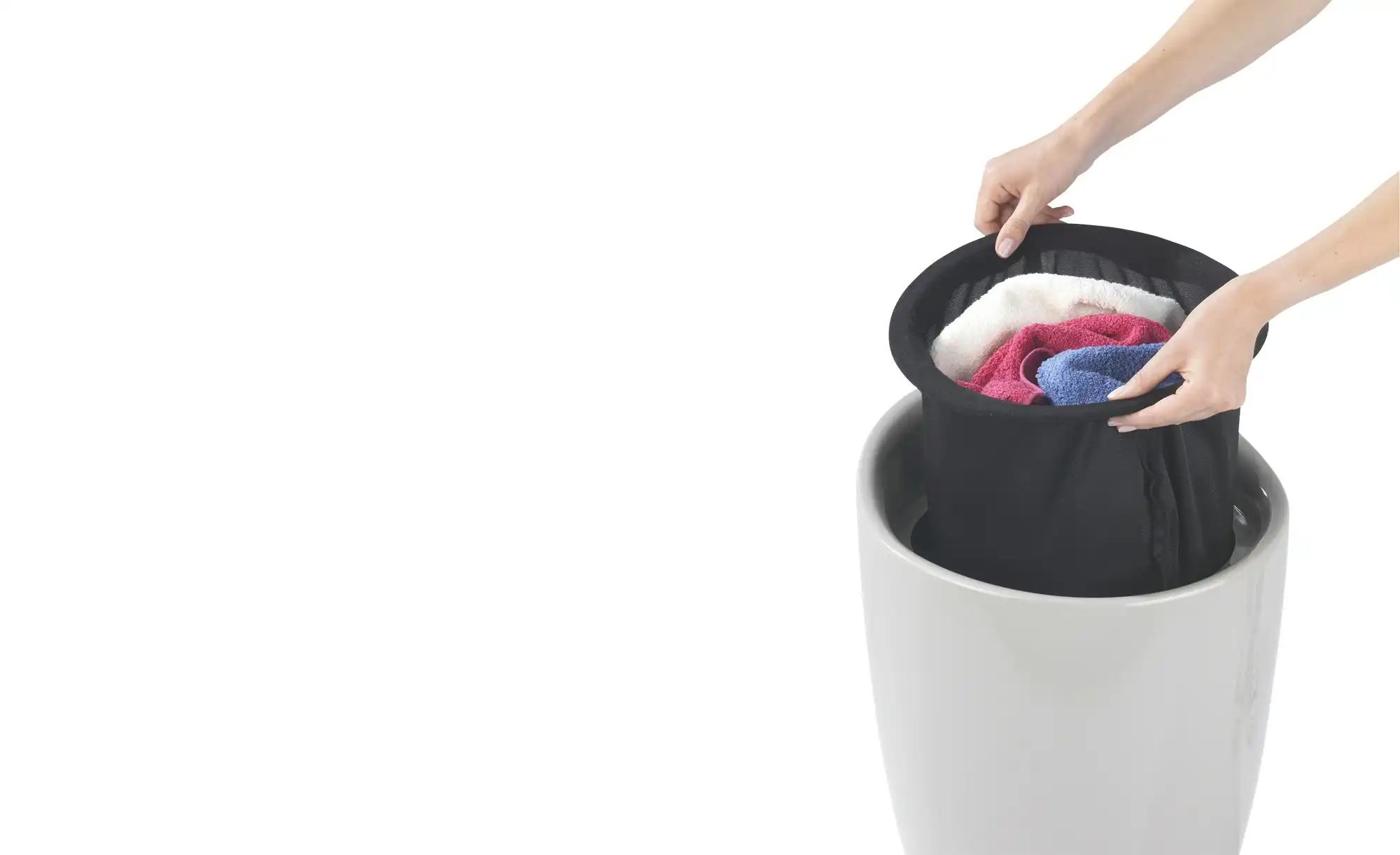 Thumbnail - Badhocker - Wäschesammler  "Candy" ¦ grau ¦ Maße (cm): H: 50,5  Ø: 36 Polstermöbel > Hocker - Höffner