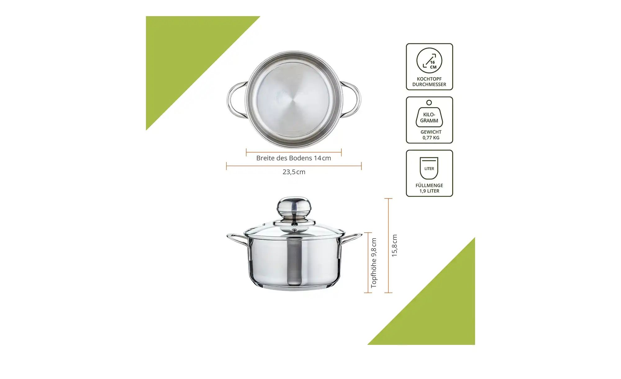 Thumbnail - levelone Fleischtopf 16cm Basic ¦ silber ¦ Edelstahl Ø: 16 Töpfe & Pfannen & Zubehör > Töpfe - Höffner