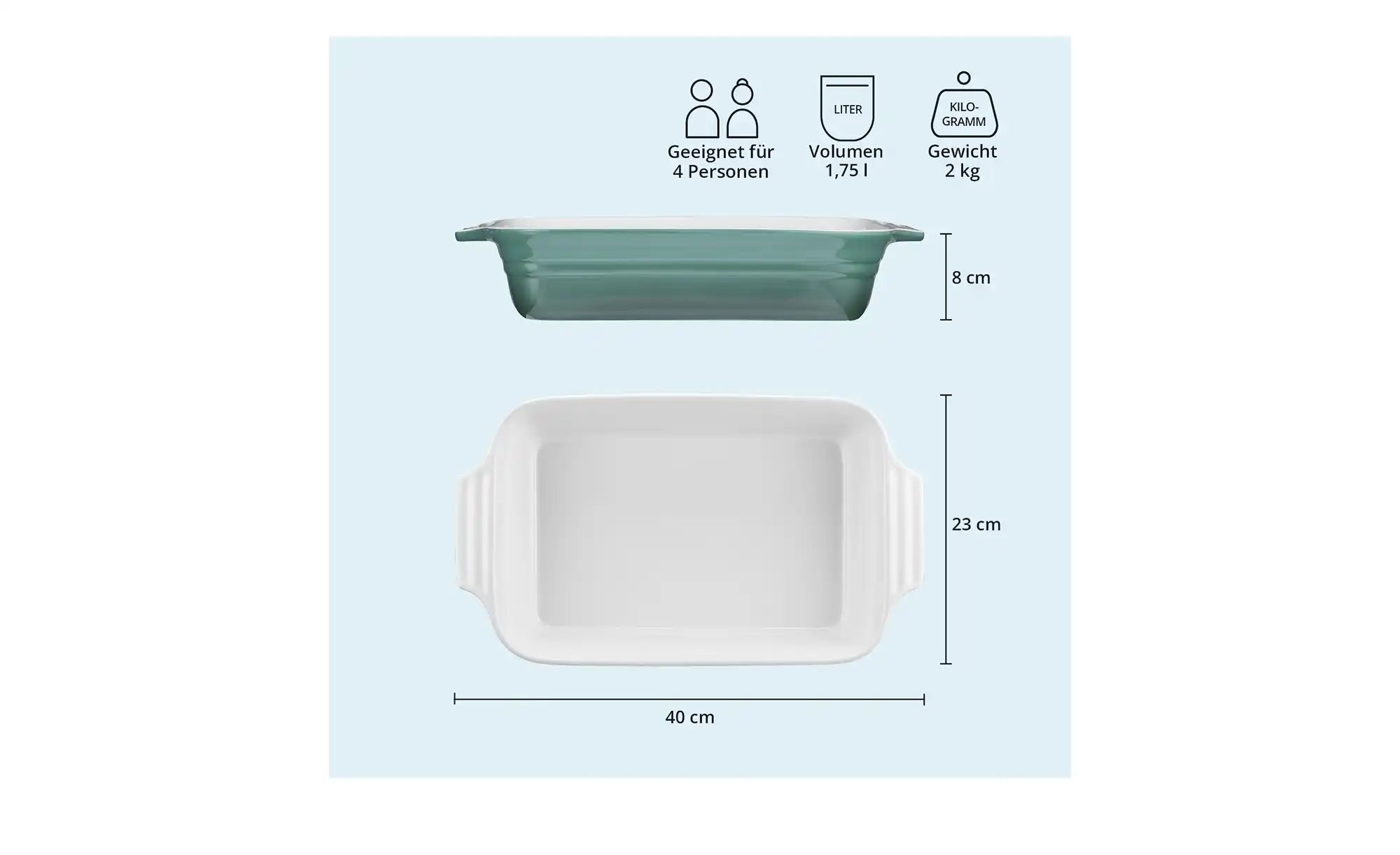 KHG Auflaufform   ¦ blau ¦ Steinzeug/Steingut ¦ Maße (cm): B: 23 H: 8 Küche günstig online kaufen
