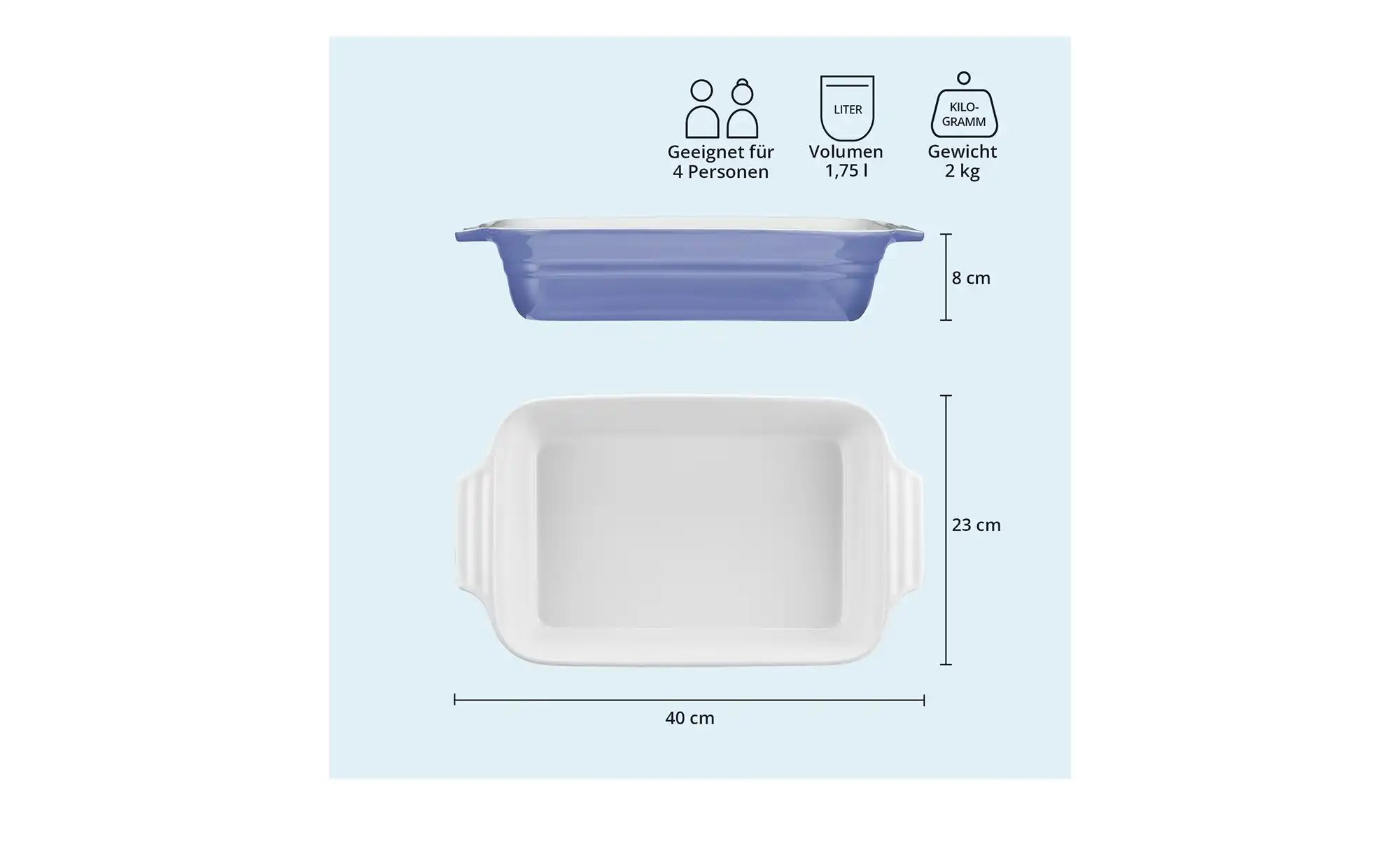 Thumbnail - KHG Auflaufform ¦ rot ¦ Steinzeug/Steingut ¦ Maße (cm): B: 23 H: 8 Küchenzubehör & Helfer > Bratformen & Auflaufformen...