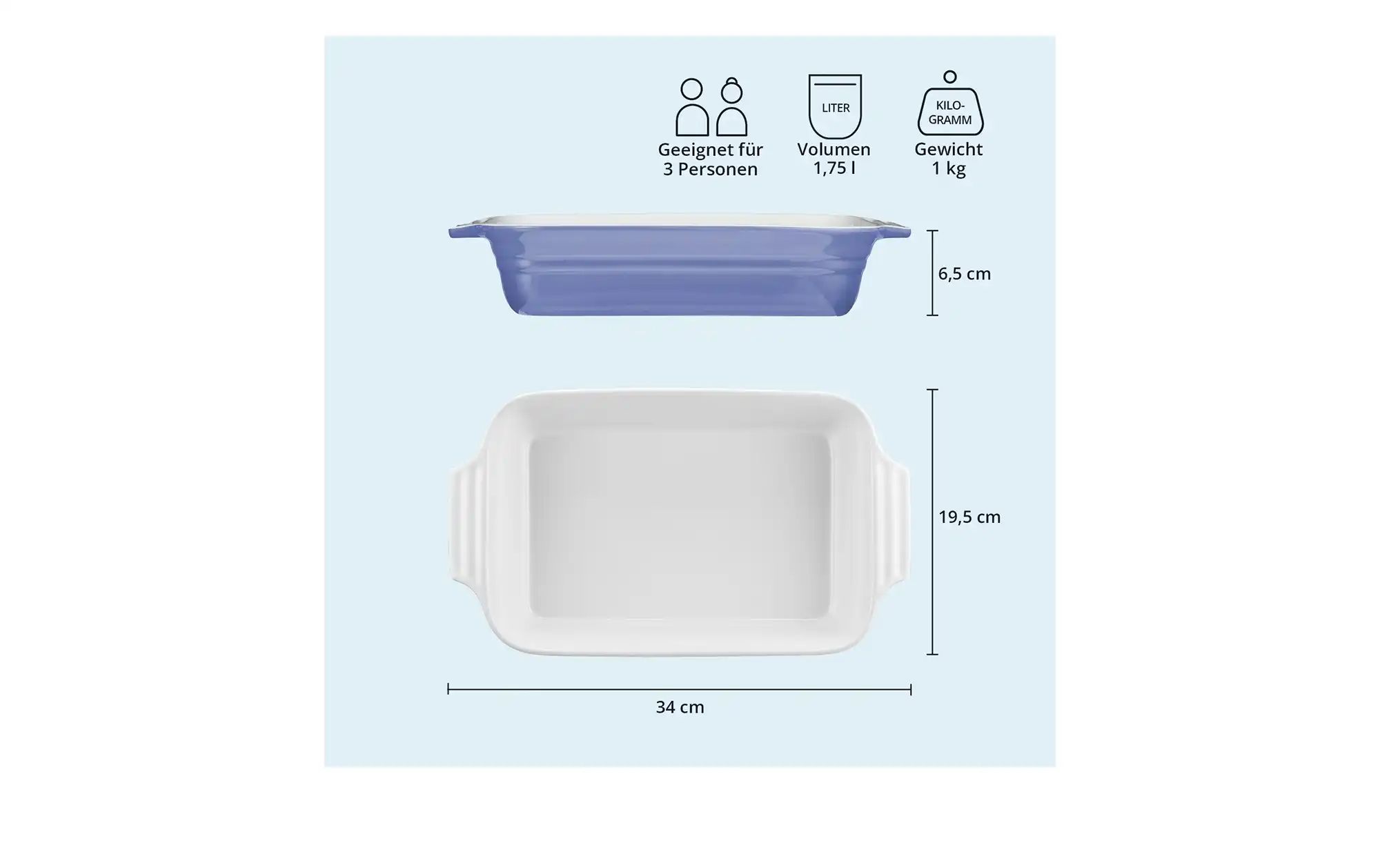 Thumbnail - KHG Auflaufform   ¦ blau ¦ Steinzeug/Steingut ¦ Maße (cm): B: 19,5 H: 6,5 Küchenzubehör & Helfer > Bratformen & Auflauff...