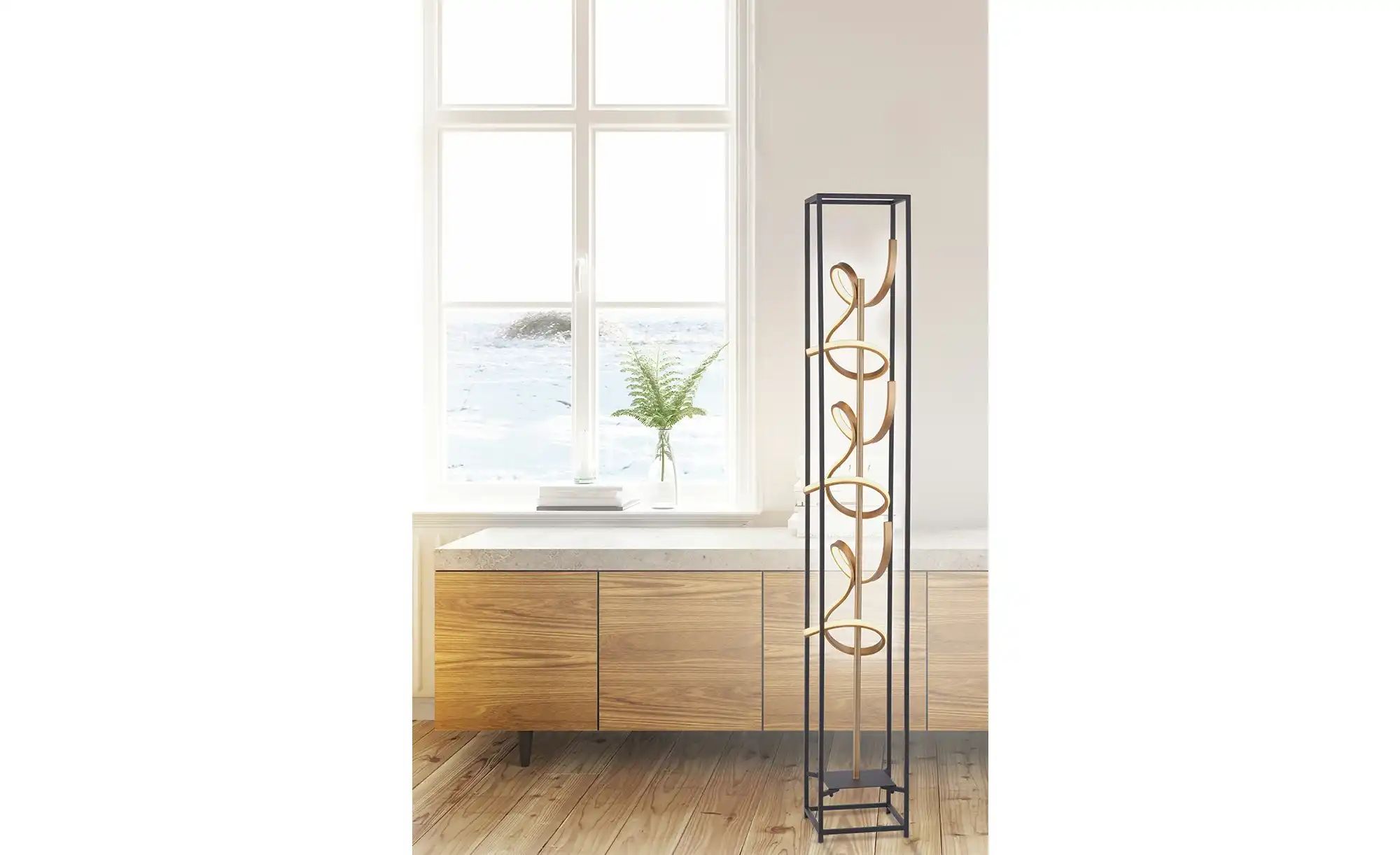 Paul Neuhaus LED-Stehleuchte  schwarz/goldfarben  Selina ¦ schwarz ¦ Maße ( günstig online kaufen