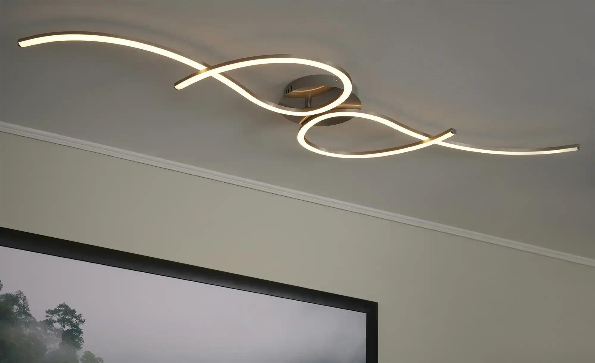 Paul Neuhaus LED-Deckenleuchte, 2-flammig, Nickel-matt, geschwungen