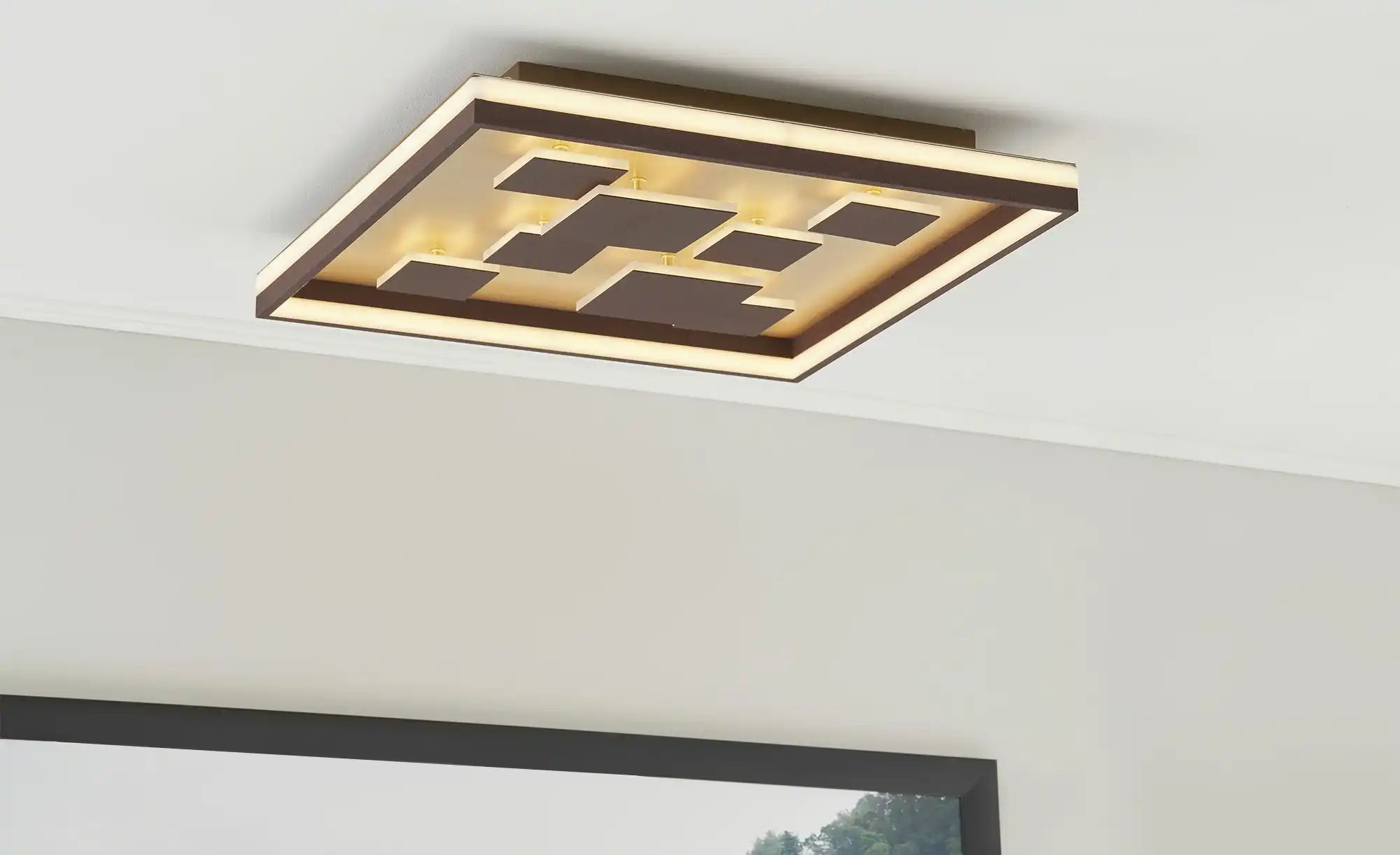 Fischer-Honsel LED-Deckenleuchte braun-rost, eckig