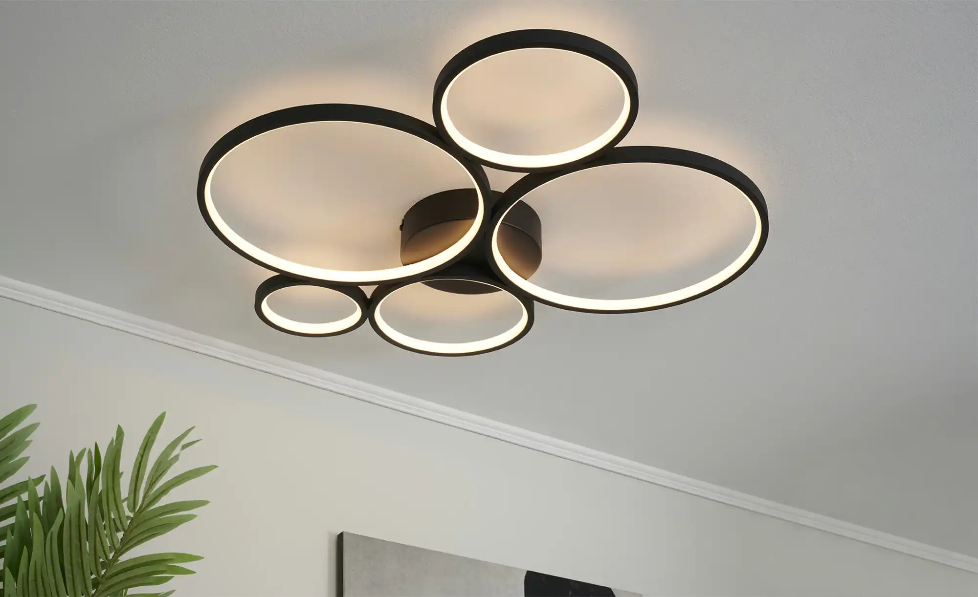 Trio LED-Deckenleuchte, Kreise, schwarz | Schwarz