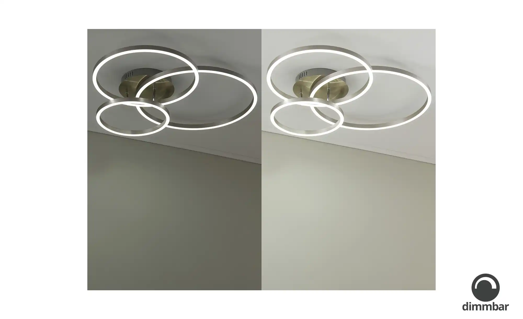 Trio LED Deckenleuchte, Nickel 3 Ringe | Möbel Höffner