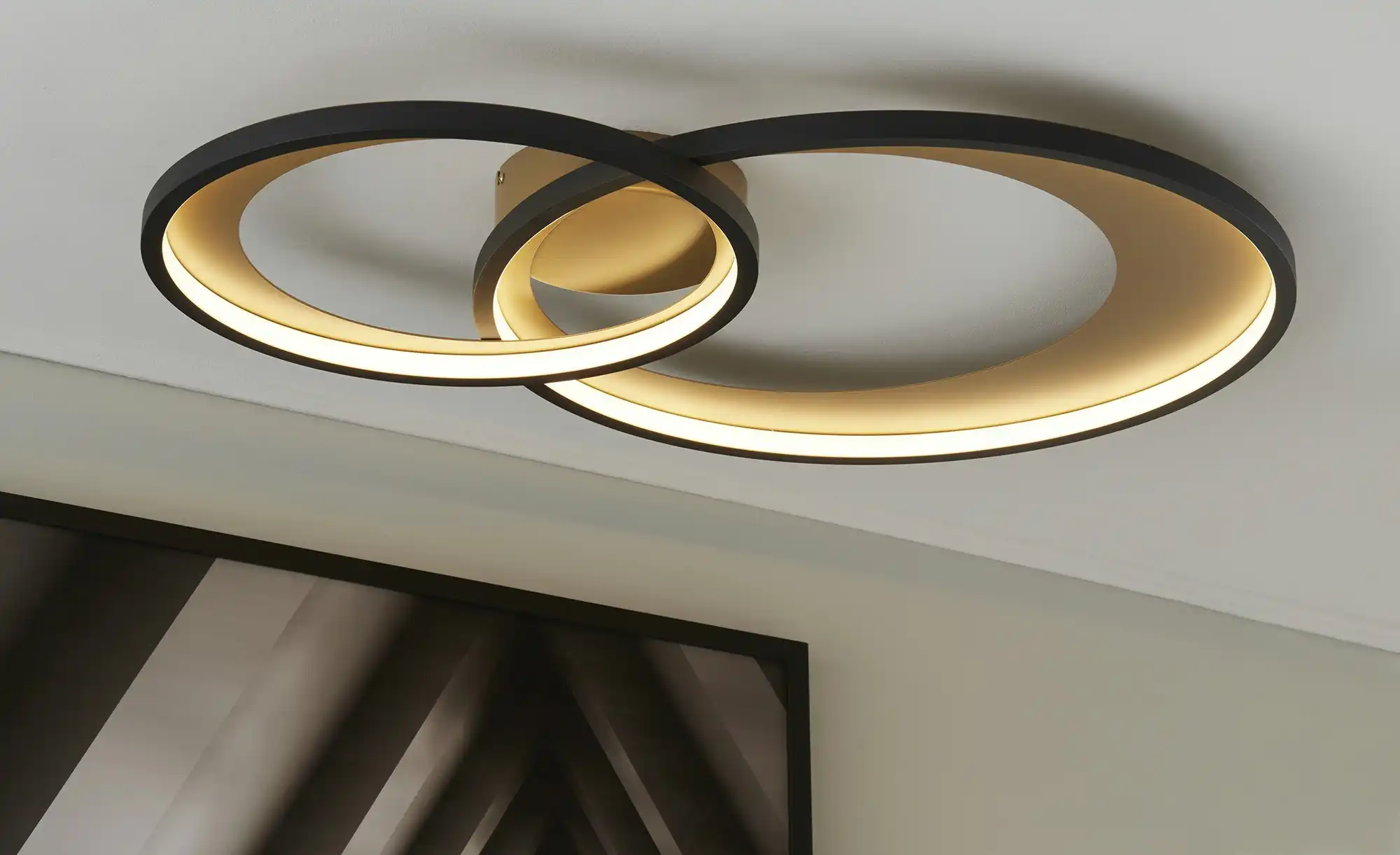 Trio LED-Deckenleuchte, schwarz/ gold ´groß´ | Höffner | Deckenlampen
