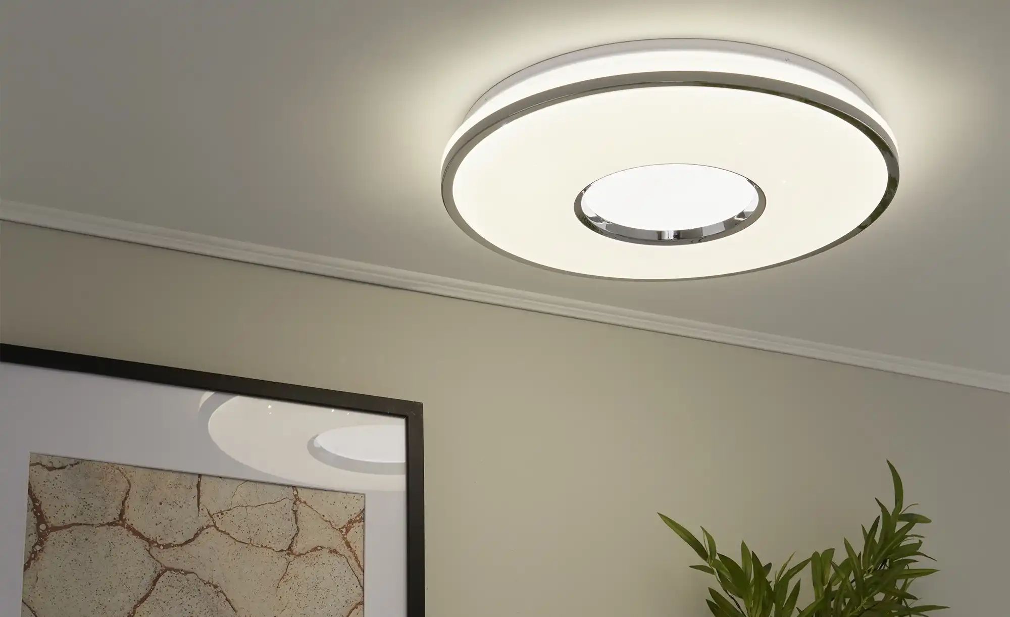 KHG LED-Deckenleuchte  chrom mit Fernbedienung   ¦ silber ¦ Maße (cm): H: 8 günstig online kaufen