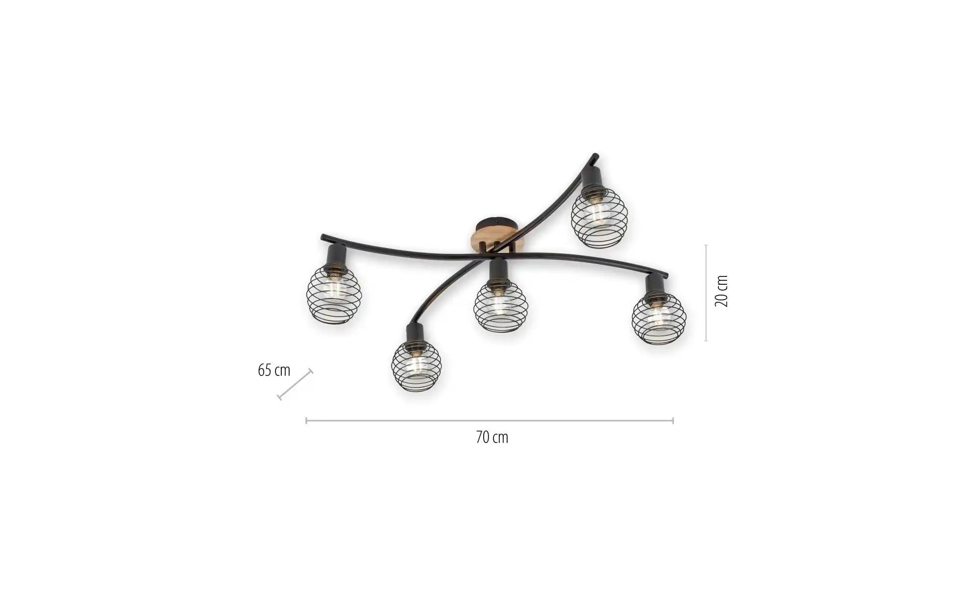 Thumbnail - Paul Neuhaus Deckenleuchte 5-flammig Holz/Metall ¦ holzfarben ¦ Maße (cm): B: 70 H: 20 T: 67.0 Lampen & Leuchten > D...