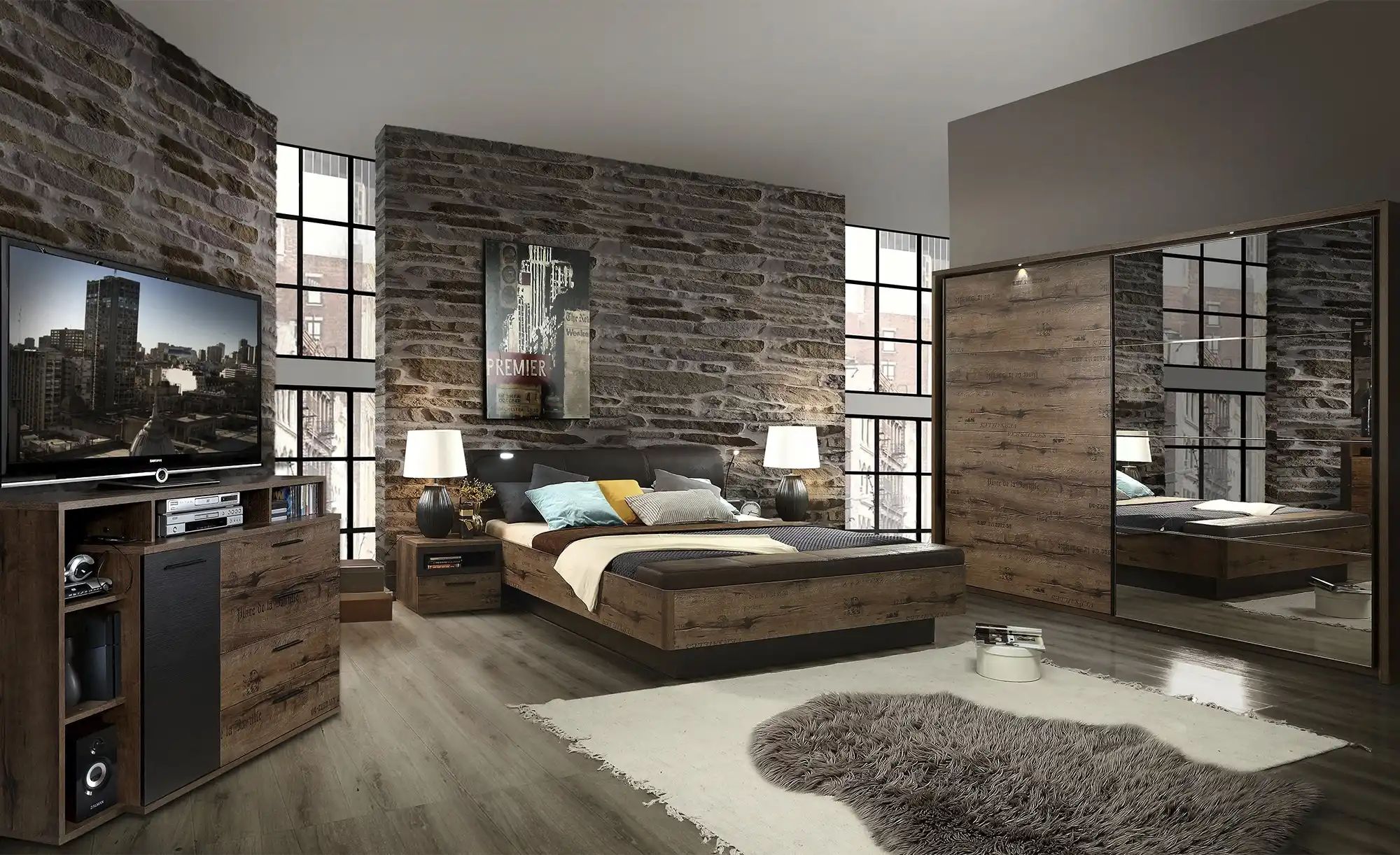 Thumbnail - Schwebetürenschrank  Jedburgh ¦ holzfarben ¦ Maße (cm): B: 280,6 H: 215,1 T: 61.2 Schränke > Kleiderschränke > Schwebetü...