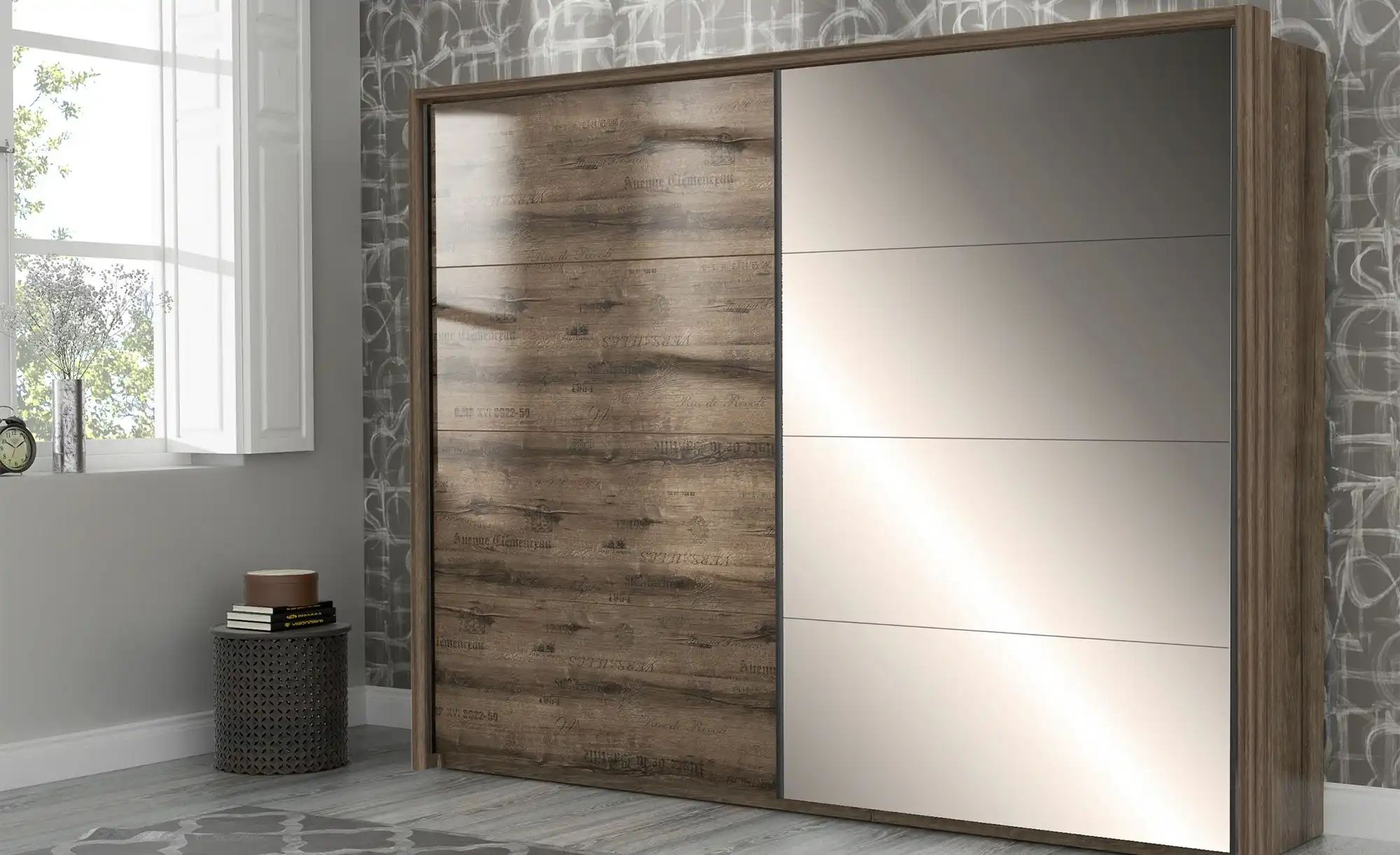 Thumbnail - Schwebetürenschrank  Jedburgh ¦ holzfarben ¦ Maße (cm): B: 280,6 H: 215,1 T: 61.2 Schränke > Kleiderschränke > Schwebetü...