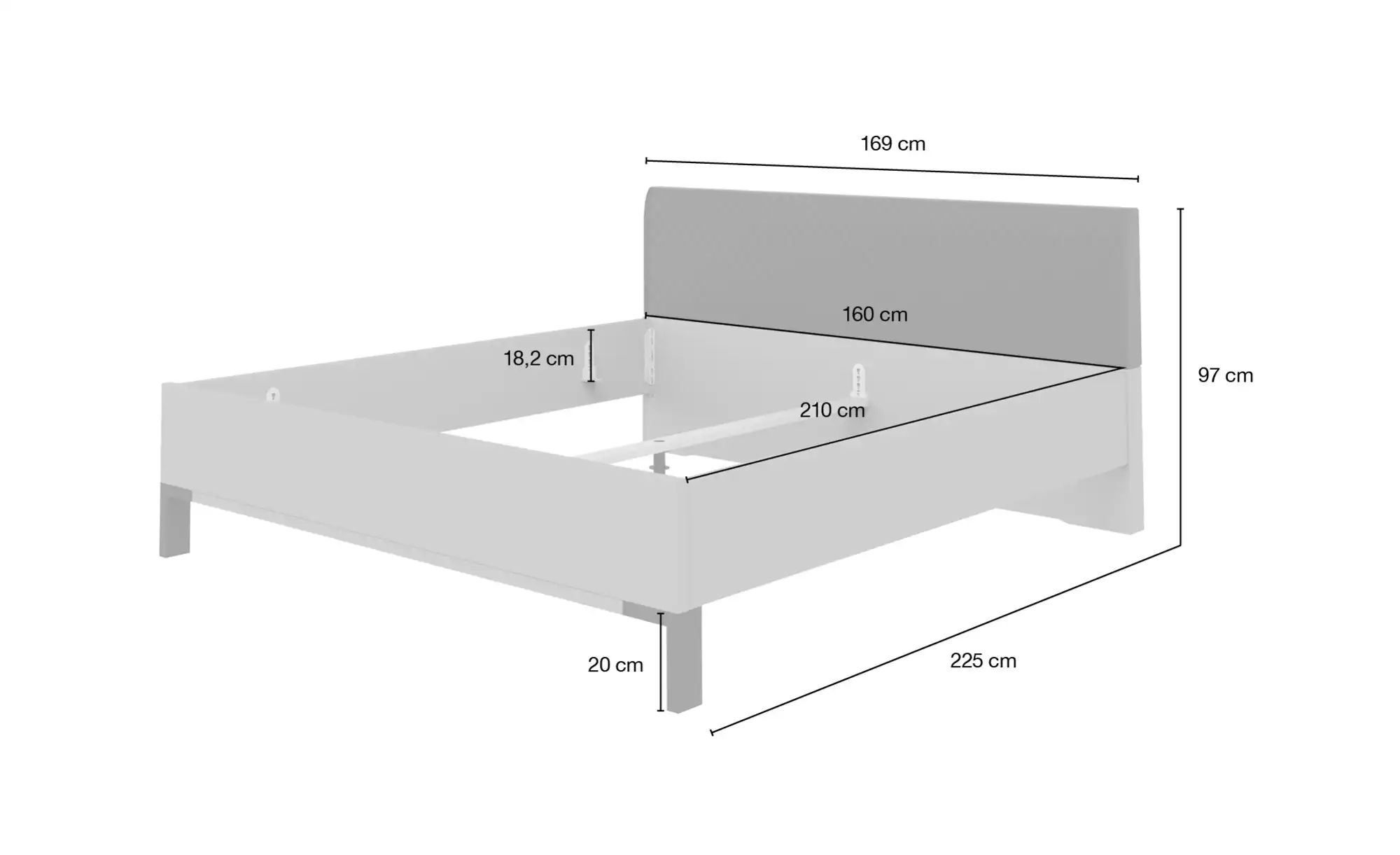 Bettgestell  Montreal ¦ grau ¦ Maße (cm): B: 169 H: 97 Betten > Komfortbett günstig online kaufen