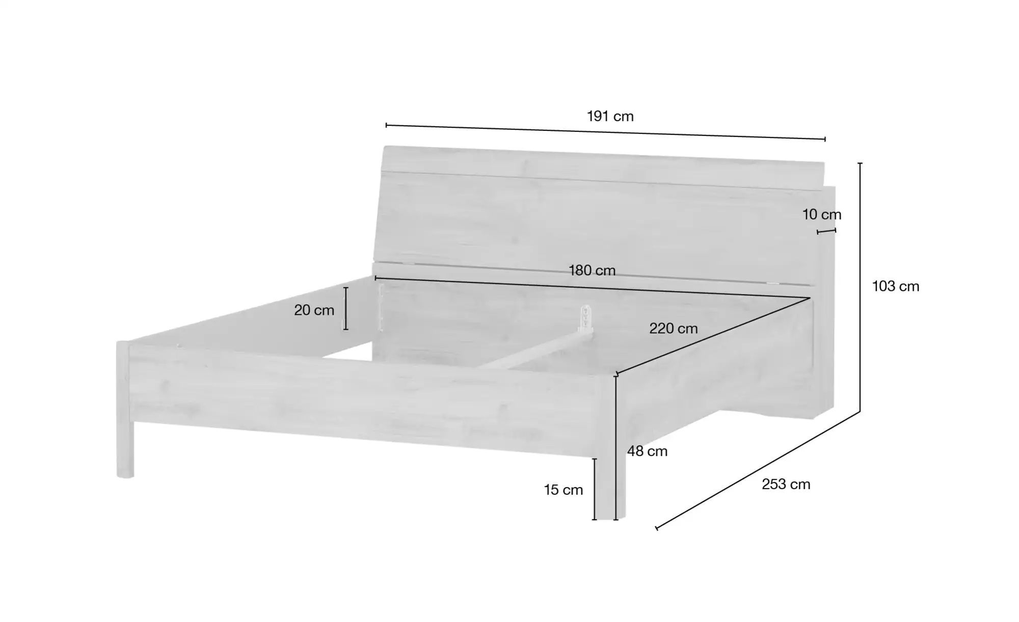 Thumbnail - uno Bettgestell  Keva ¦ holzfarben ¦ Maße (cm): B: 191 H: 103 Betten > Komfortbetten - Höffner