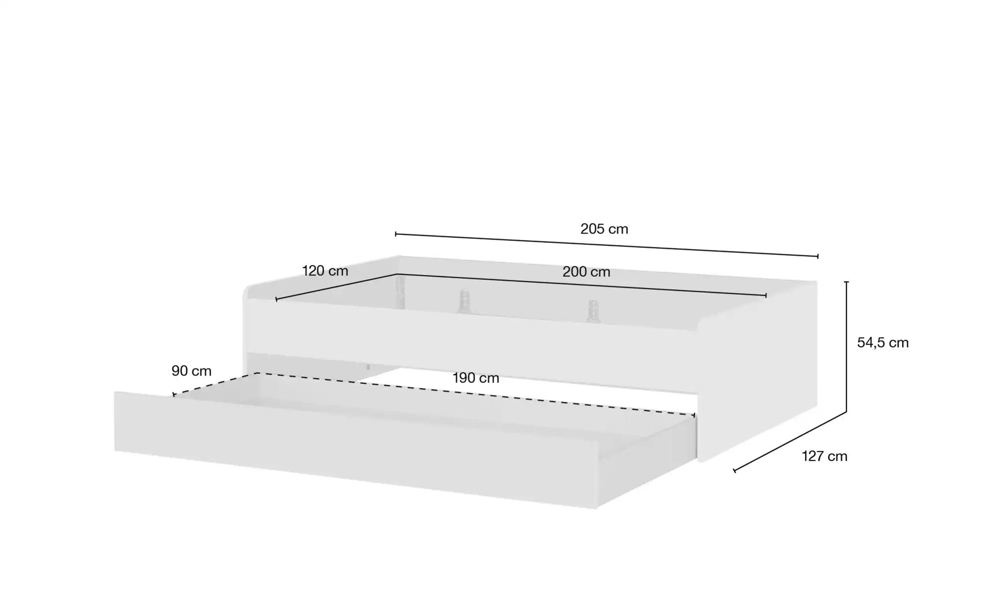 Duobett  Grow Up ¦ grau ¦ Maße (cm): B: 127 H: 54,5 Betten > Bettgestelle - günstig online kaufen