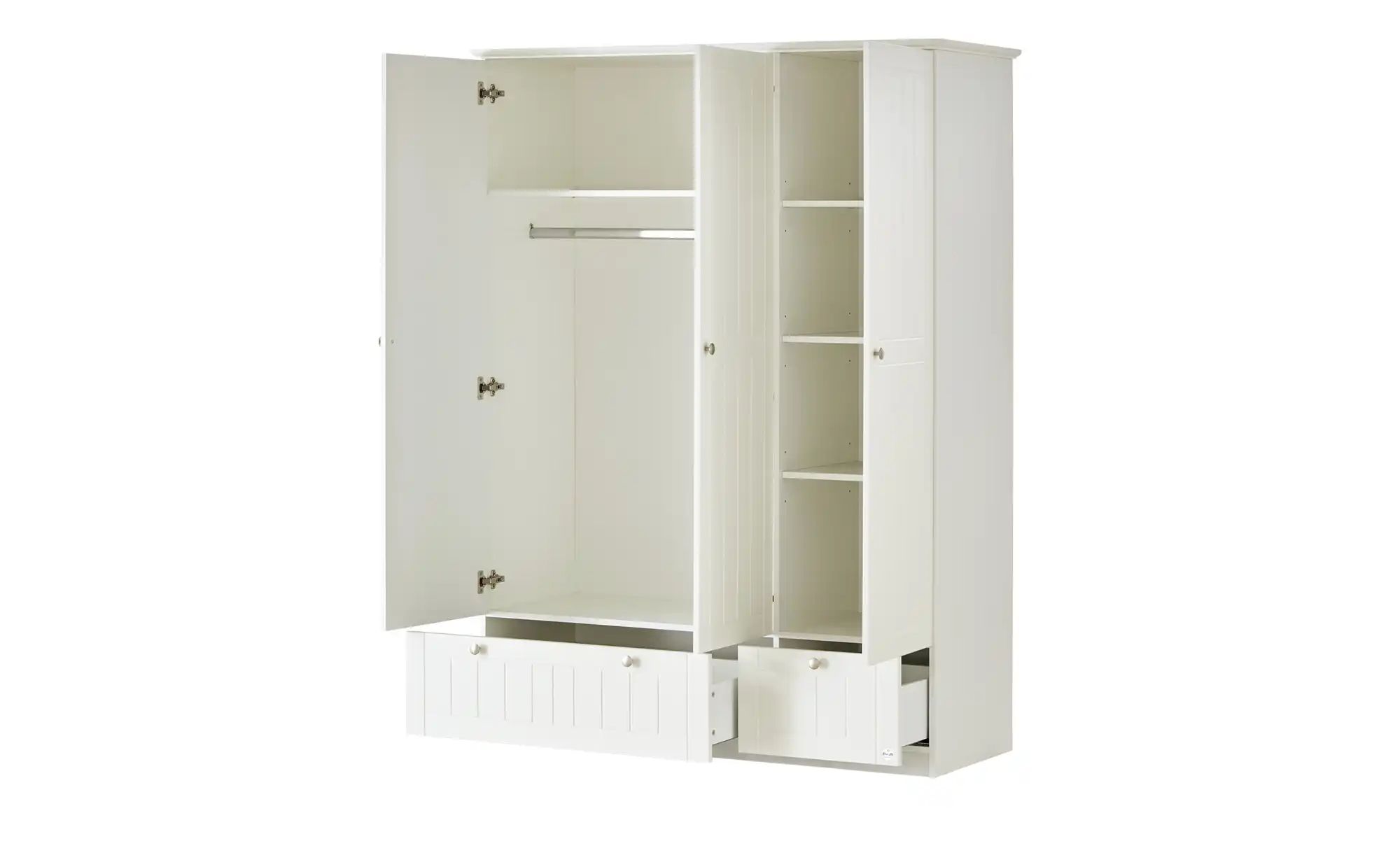 Mia & Mo Kleiderschrank  Suna ¦ weiß ¦ Maße (cm): B: 141 H: 187 T: 55 Schrä günstig online kaufen