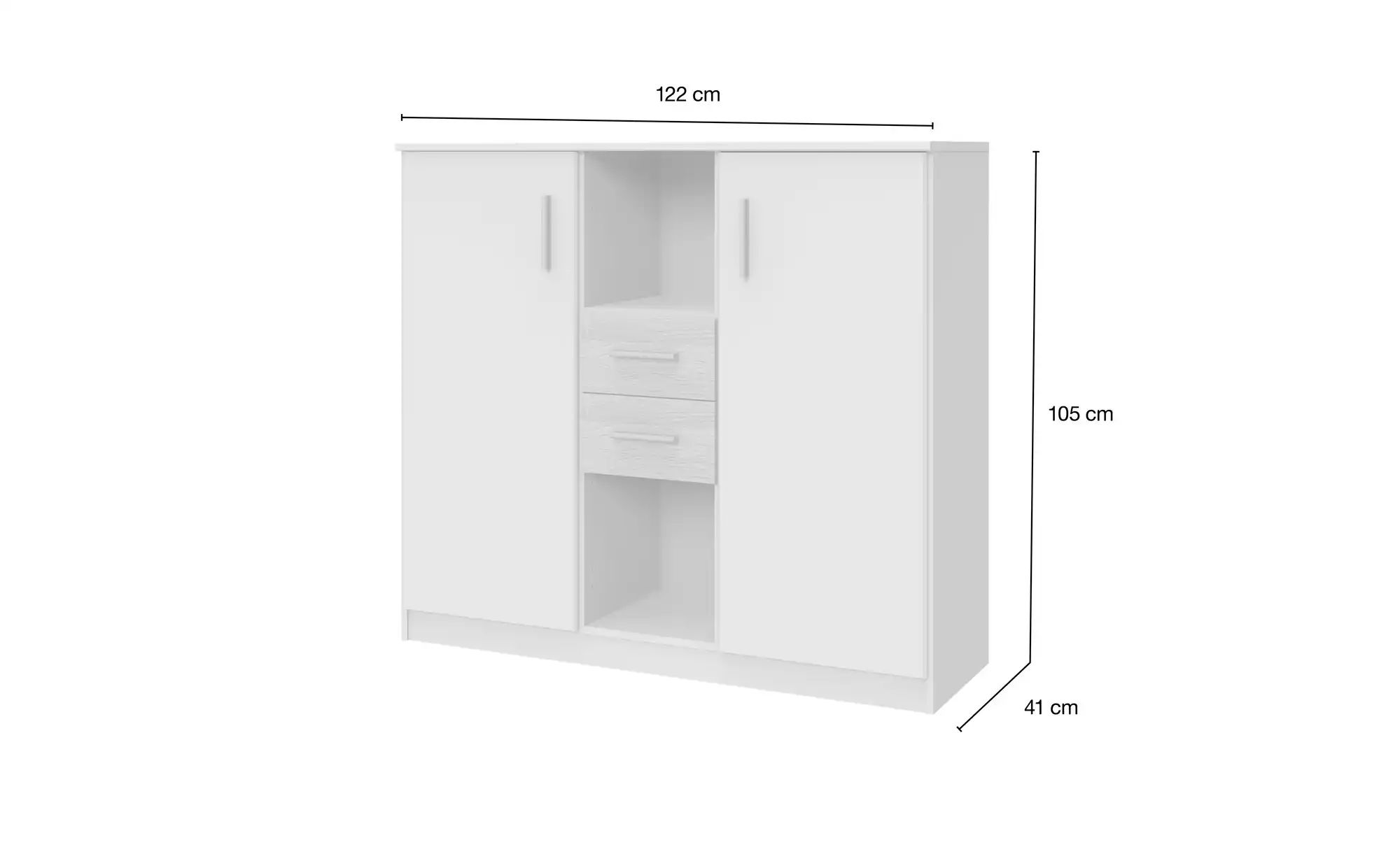 Thumbnail - Highboard Joker ¦ weiß ¦ Maße (cm): B: 122 H: 105 T: 41.0 Kommoden & Sideboards > Highboards - Höffner