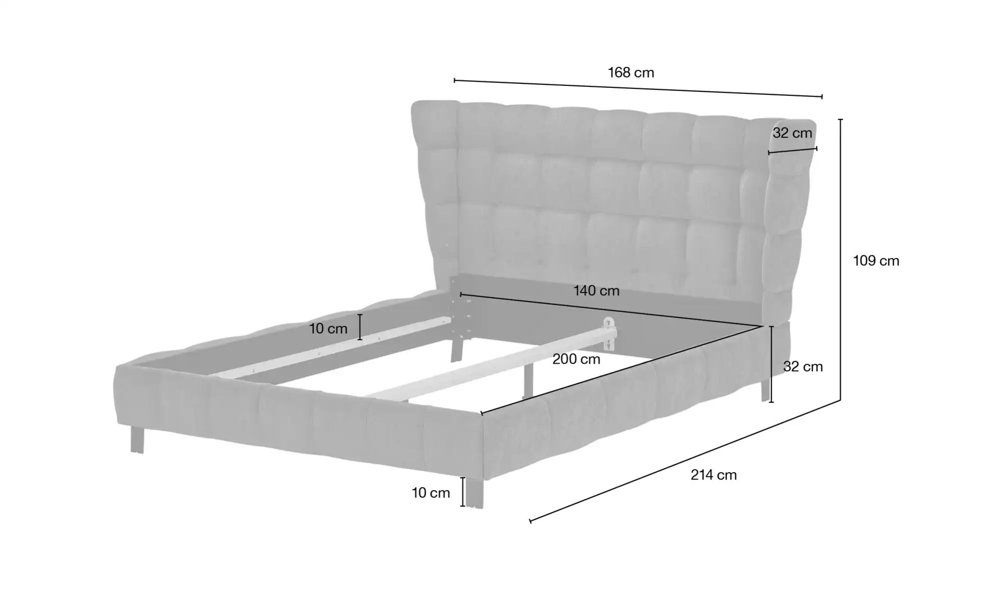 Polsterbettgestell  Caterham ¦ weiß ¦ Maße (cm): B: 168 H: 109 T: 214 Bette günstig online kaufen