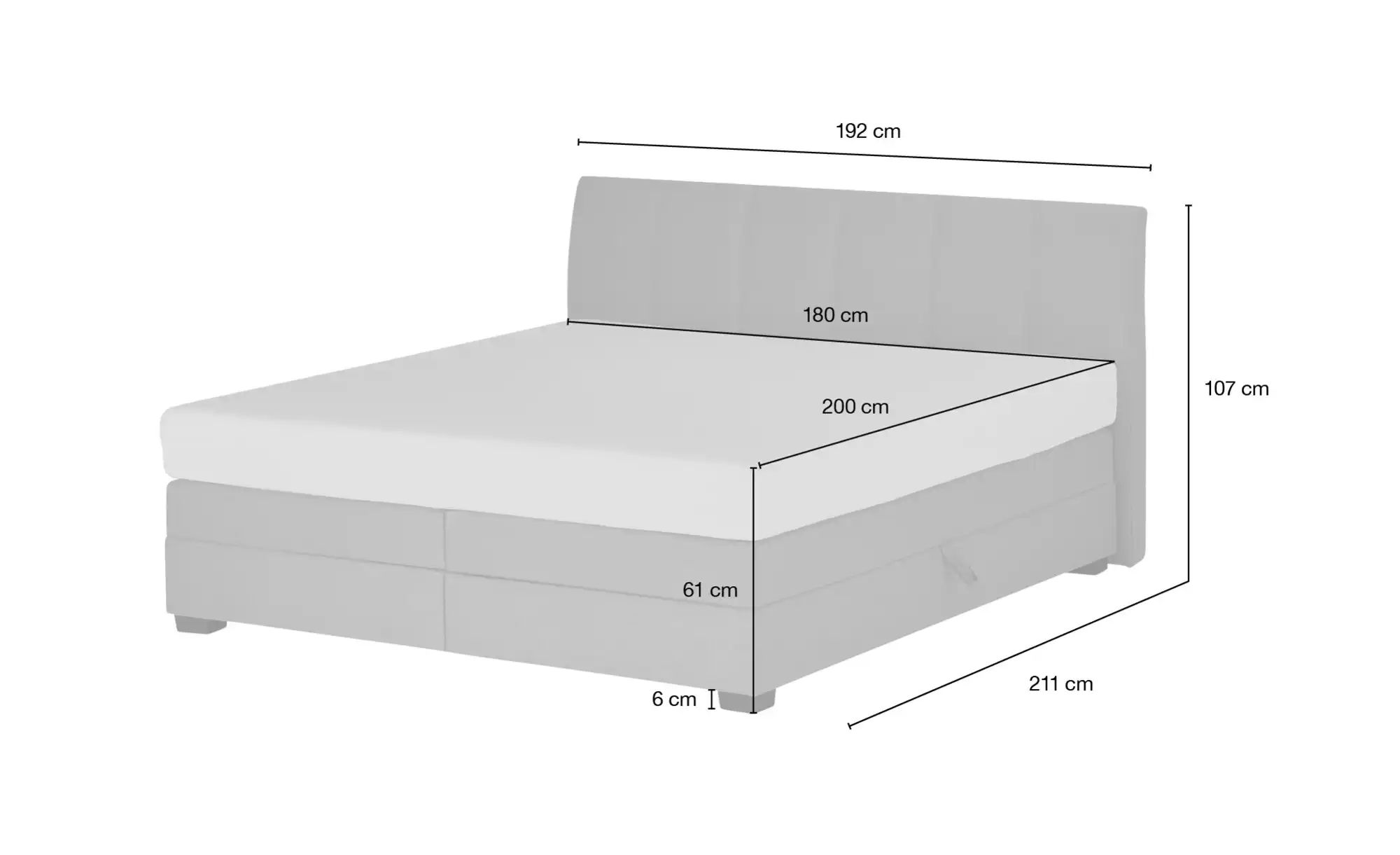 vanDoorn Boxspringbett  Chiara ¦ blau ¦ Maße (cm): B: 192 H: 107 Betten > B günstig online kaufen