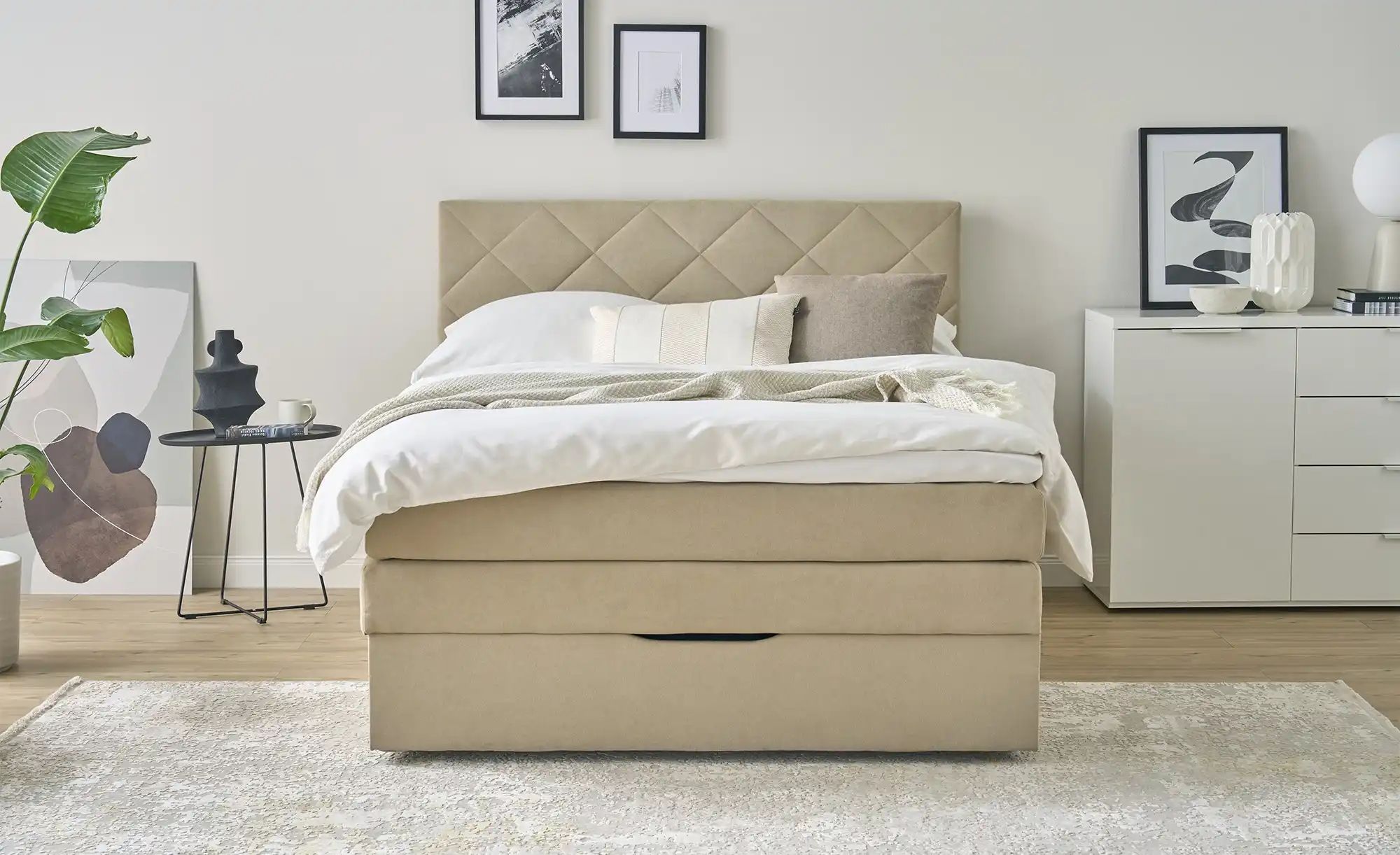 Boxspringbett mit Bettkasten Princess ¦ beige ¦ Maße (cm): B: 152 H: 116 Be günstig online kaufen