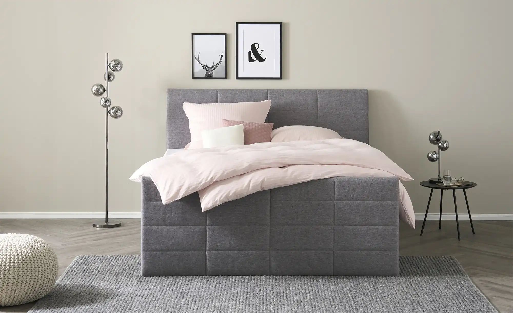 Boxspringbett mit Bettkasten und Topper Baron ¦ grau ¦ Maße (cm): B: 188 H: günstig online kaufen