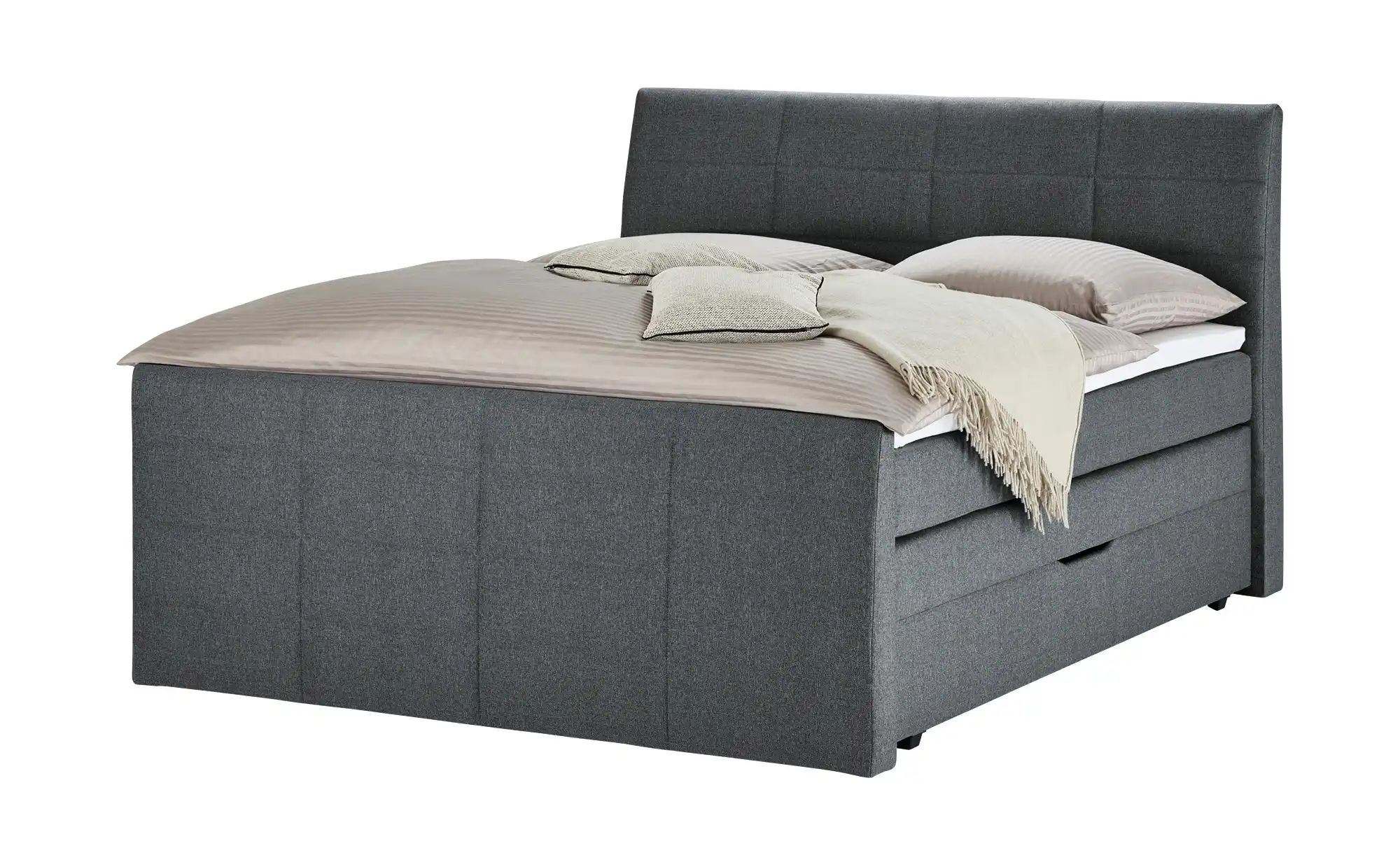 Boxspringbett mit Bettkasten und Topper Baron ¦ grau ¦ Maße (cm): B: 168 H: günstig online kaufen