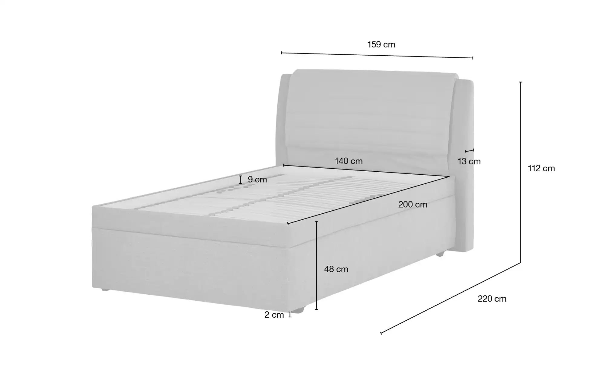 Polsterbett mit Stauraum  York ¦ rot ¦ Maße (cm): B: 159 H: 112 Betten > Ko günstig online kaufen