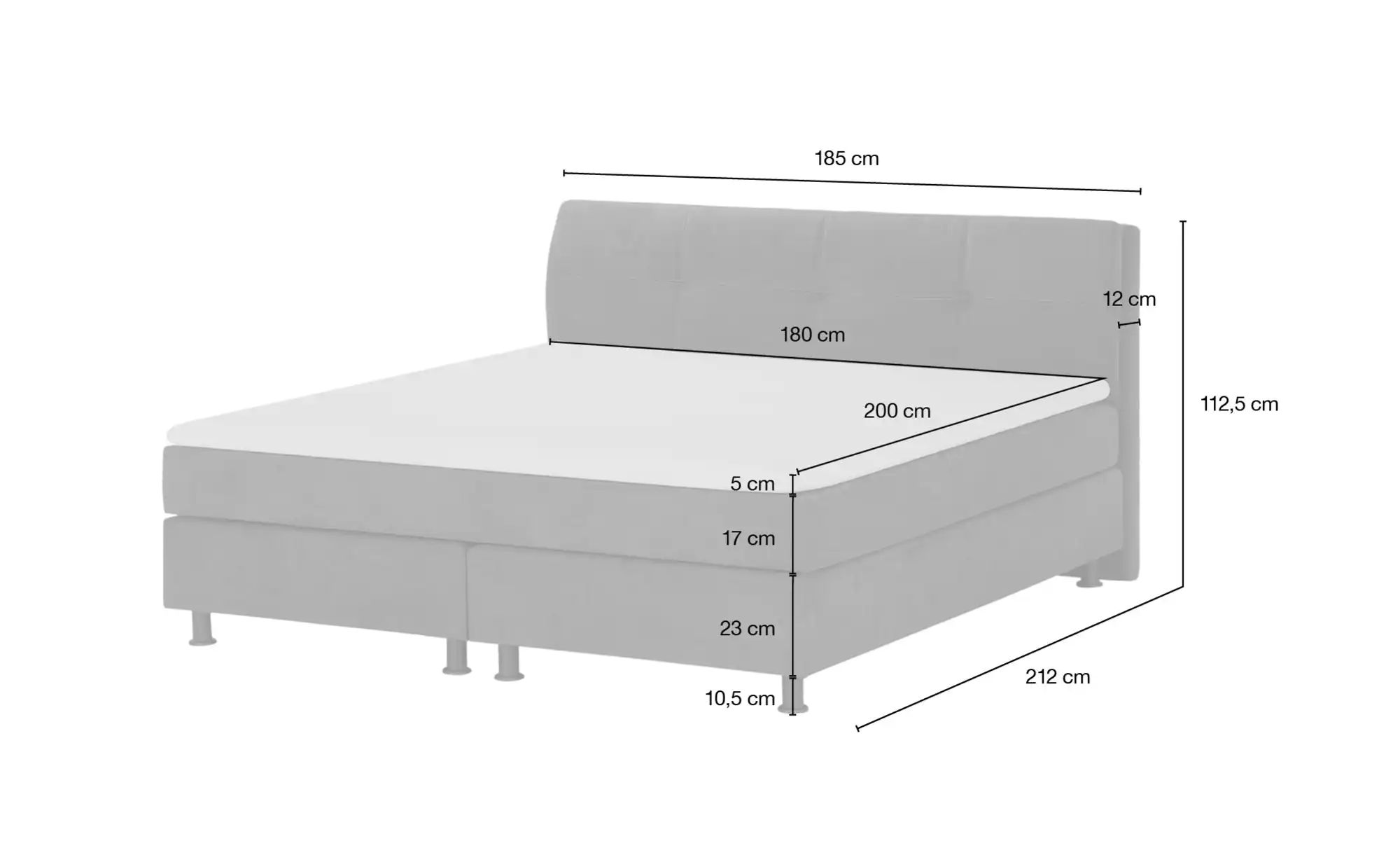 SKAGEN BEDS Boxspringbett  Vegg ¦ grau ¦ Maße (cm): B: 185 H: 112,5 Betten günstig online kaufen