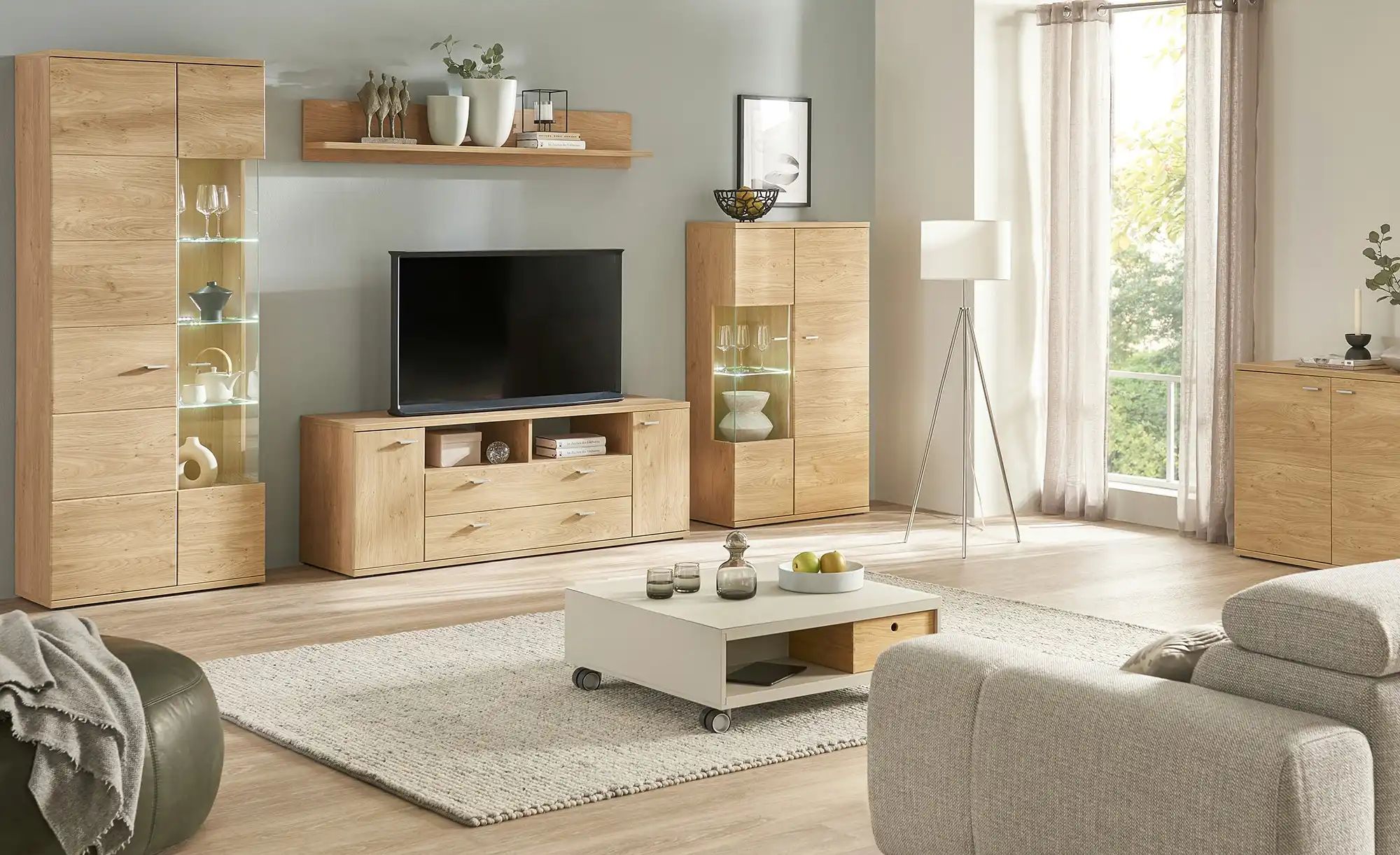 Thumbnail - uno Wohnwand  Oregon ¦ holzfarben ¦ Maße (cm): B: 320 H: 200 T: 48.0 Kommoden & Sideboards > Wohnwände - Höffner