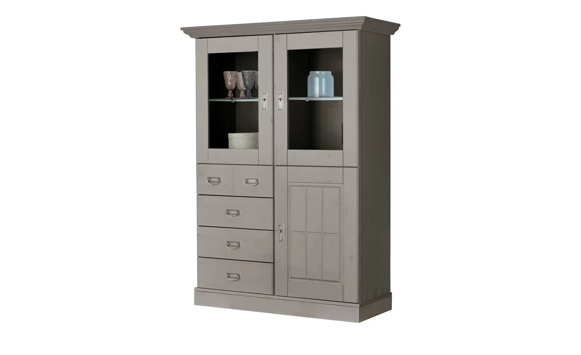 maison bleue Highboard  Florian ¦ grau ¦ Maße (cm): B: 118,5 H: 163,5 T: 48 günstig online kaufen