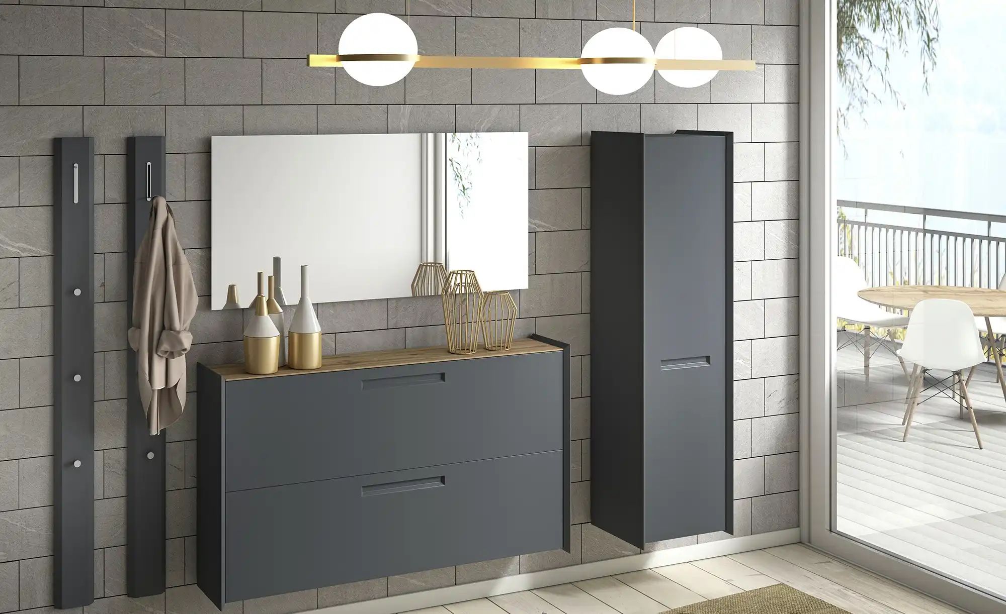 Thumbnail - Wohnwert Garderobenpaneel  Azzura ¦ grau ¦ MDF-Platte ¦ Maße (cm): B: 14 H: 165 T: 5.0 Garderoben & Kleiderstangen > Wan...