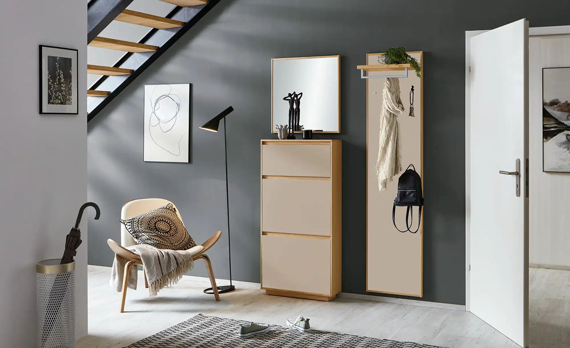 Garderobenpaneel  Tiba ¦ beige ¦ Holzwerkstoff ¦ Maße (cm): B: 44 H: 183 T: günstig online kaufen