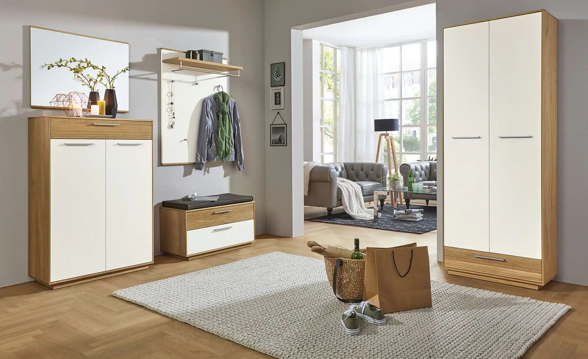 Thumbnail - Spiegel 82 x 61 cm Longo ¦ holzfarben ¦ Glas,Aluminium,Holzwerkstoff,Massivholz ¦ Maße (cm): B: 82 H: 61 T: 2.5 Garderob...