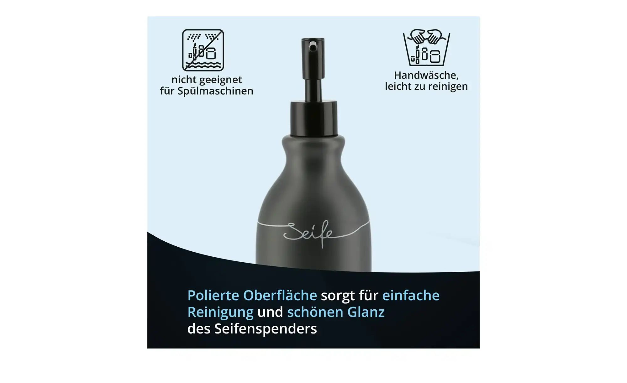 KHG Seifenspender   ¦ grau ¦ Keramik,Kunststoff ¦ Maße (cm): H: 19  Ø: 8 Ba günstig online kaufen