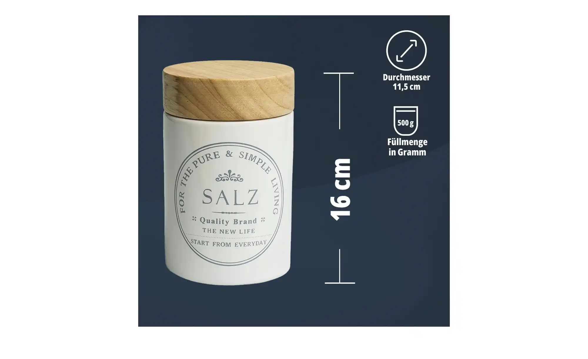 KHG Aufbewahrungsdose  Salz ¦ weiß ¦ Maße (cm): H: 16  Ø: 10 Küchenzubehör günstig online kaufen