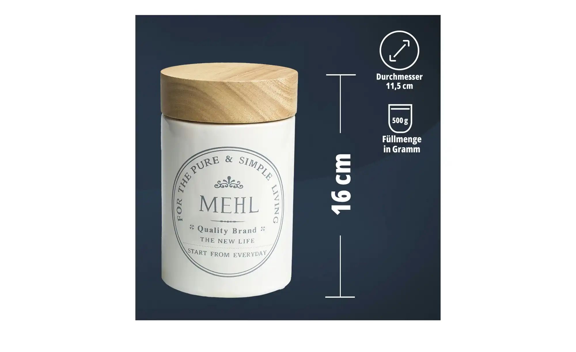 KHG Aufbewahrungsdose  Mehl ¦ weiß ¦ Maße (cm): H: 16  Ø: 10 Küchenzubehör günstig online kaufen