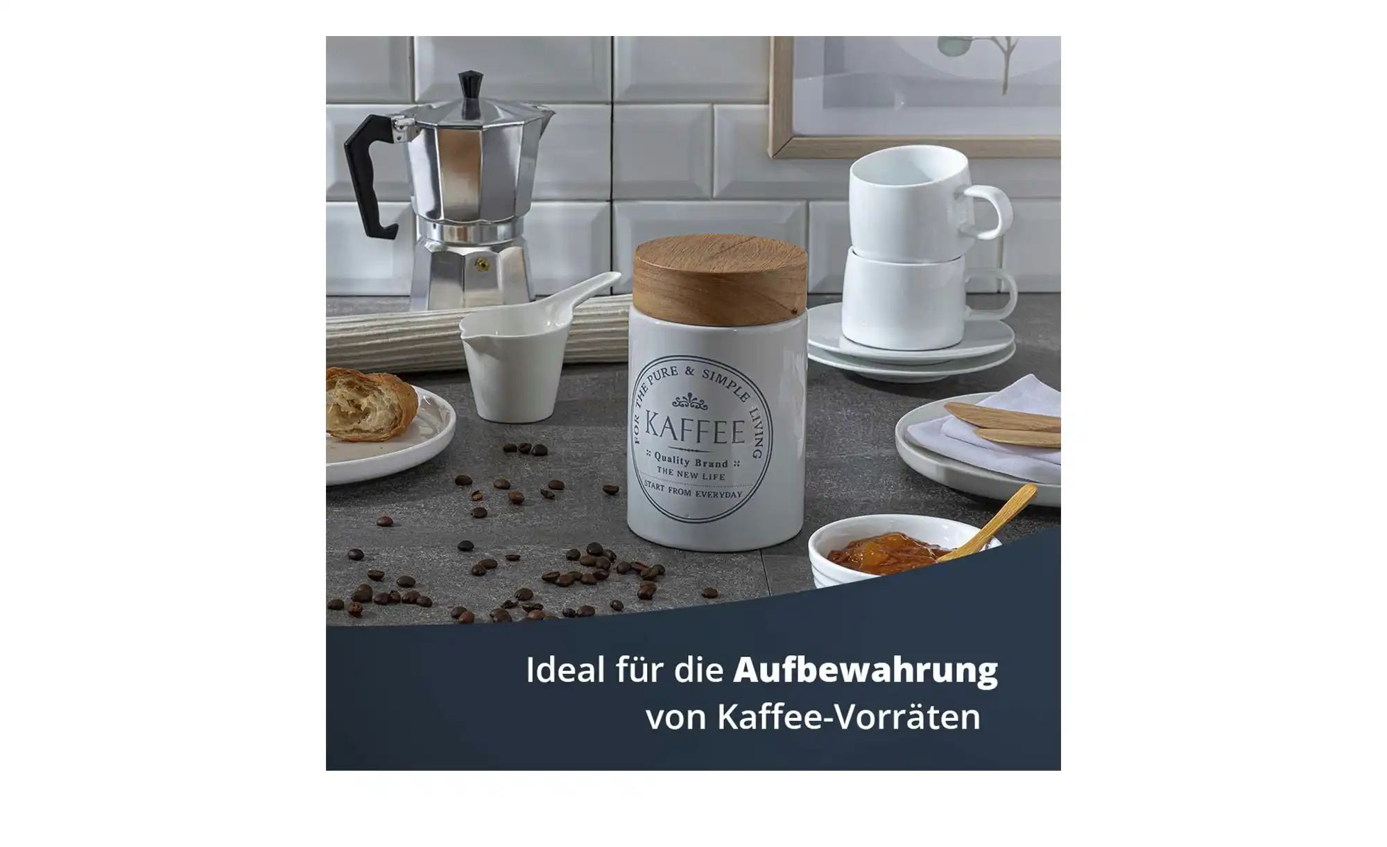 KHG Aufbewahrungsdose  Kaffee ¦ weiß ¦ Maße (cm): H: 16  Ø: 10 Küchenzubehö günstig online kaufen