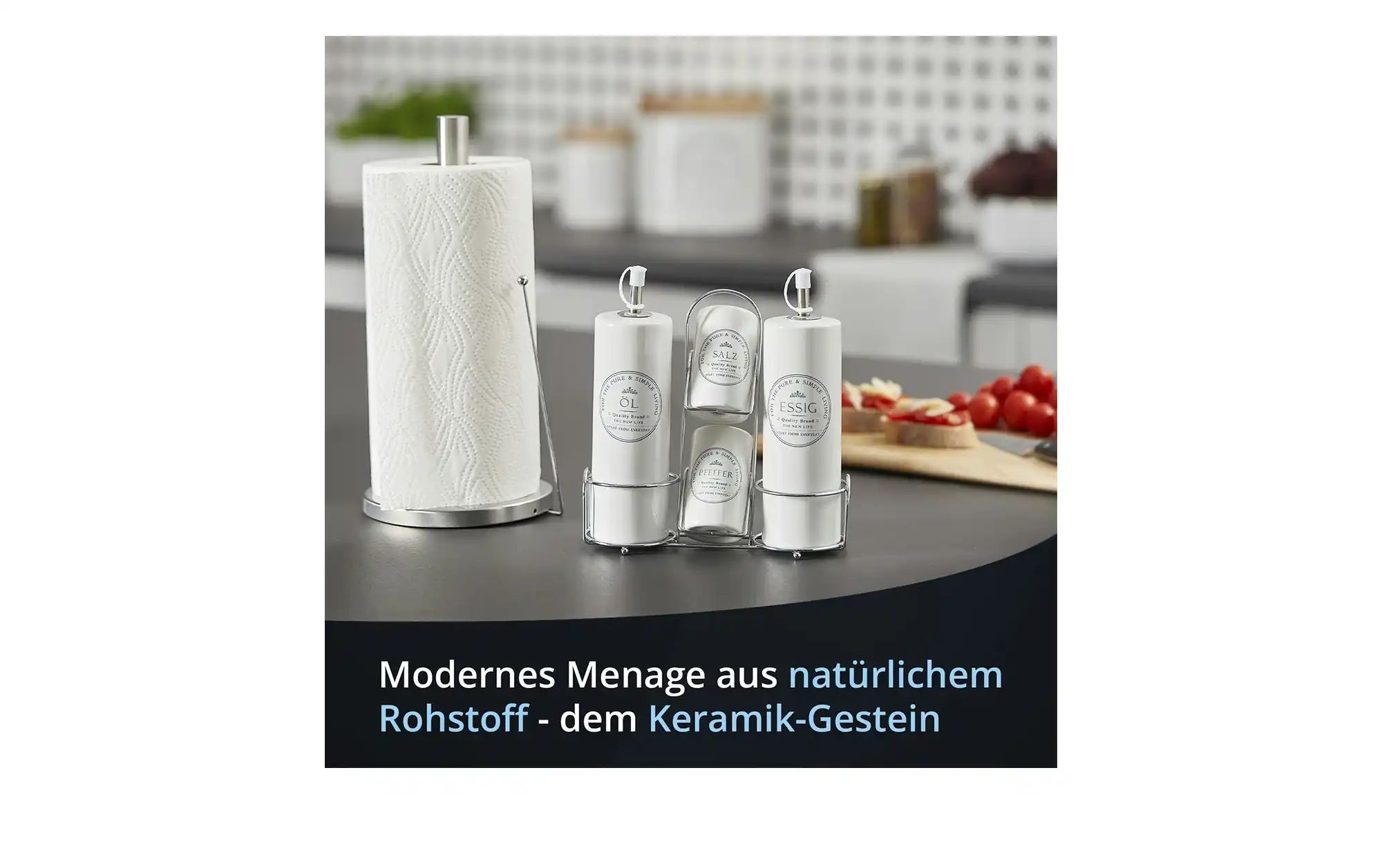 KHG Öl-Essigset  5-teilig   ¦ weiß ¦ Edelstahl,Kunststoff,Steinzeug/Steingu günstig online kaufen