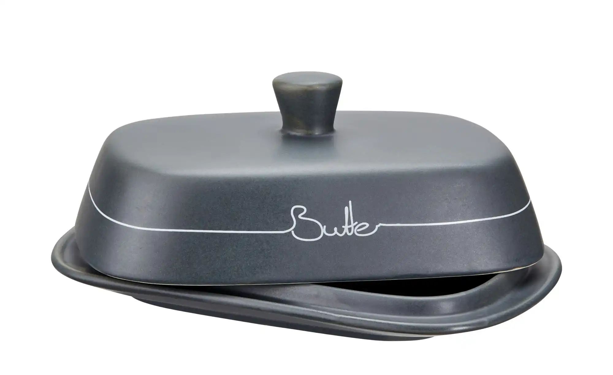 KHG Butterdose   ¦ grau ¦ Steinzeug/Steingut ¦ Maße (cm): B: 12,5 H: 8 Gesc günstig online kaufen