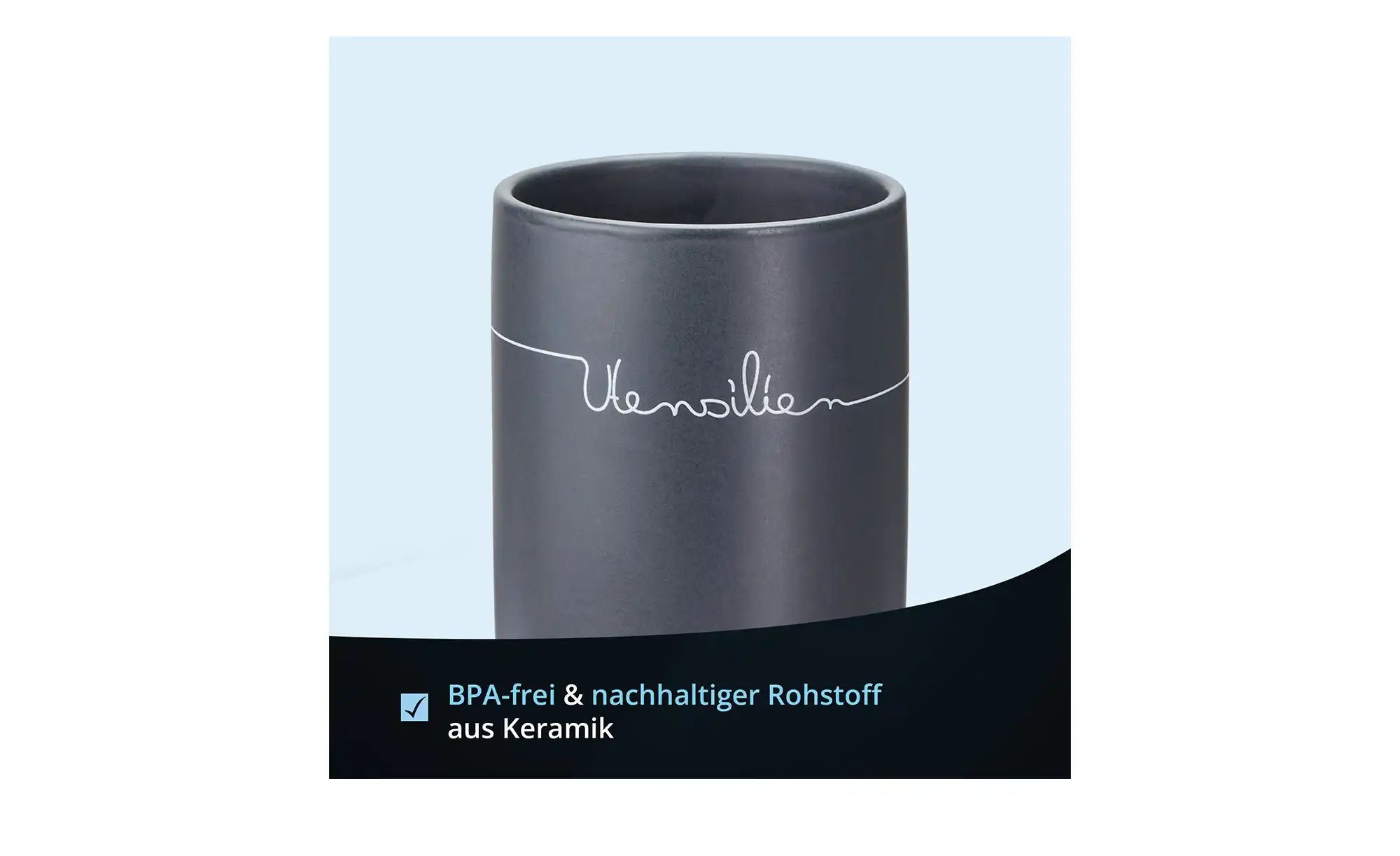 KHG Utensilienhalter   ¦ grau ¦ Steinzeug/Steingut ¦ Maße (cm): H: 14  Ø: 1 günstig online kaufen